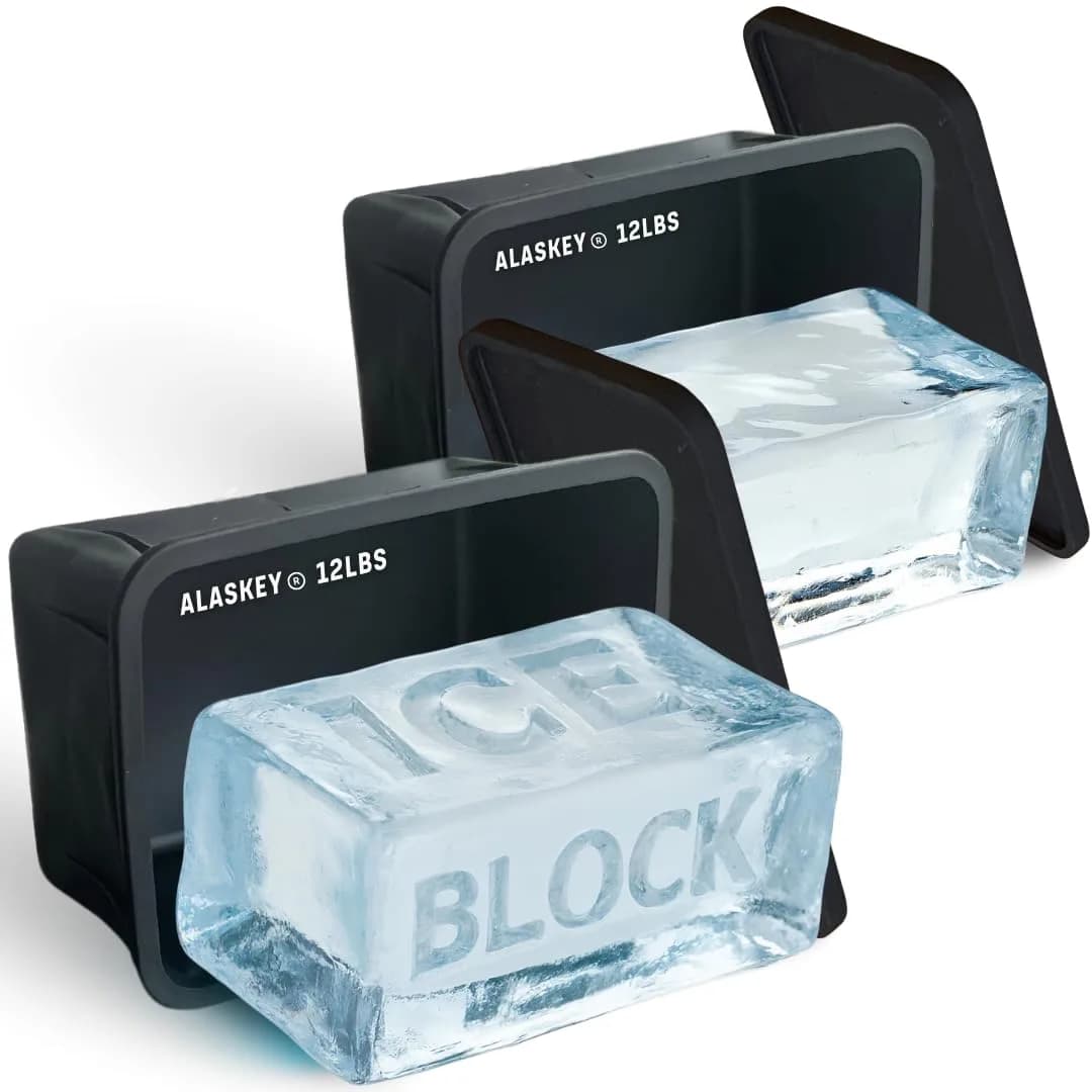 Alaskey Extra Large Ice Block Mold 2.5 lbs (1.13 kg) (2-Pack) | Professional Silicone Mold for Giant Ice Cubes