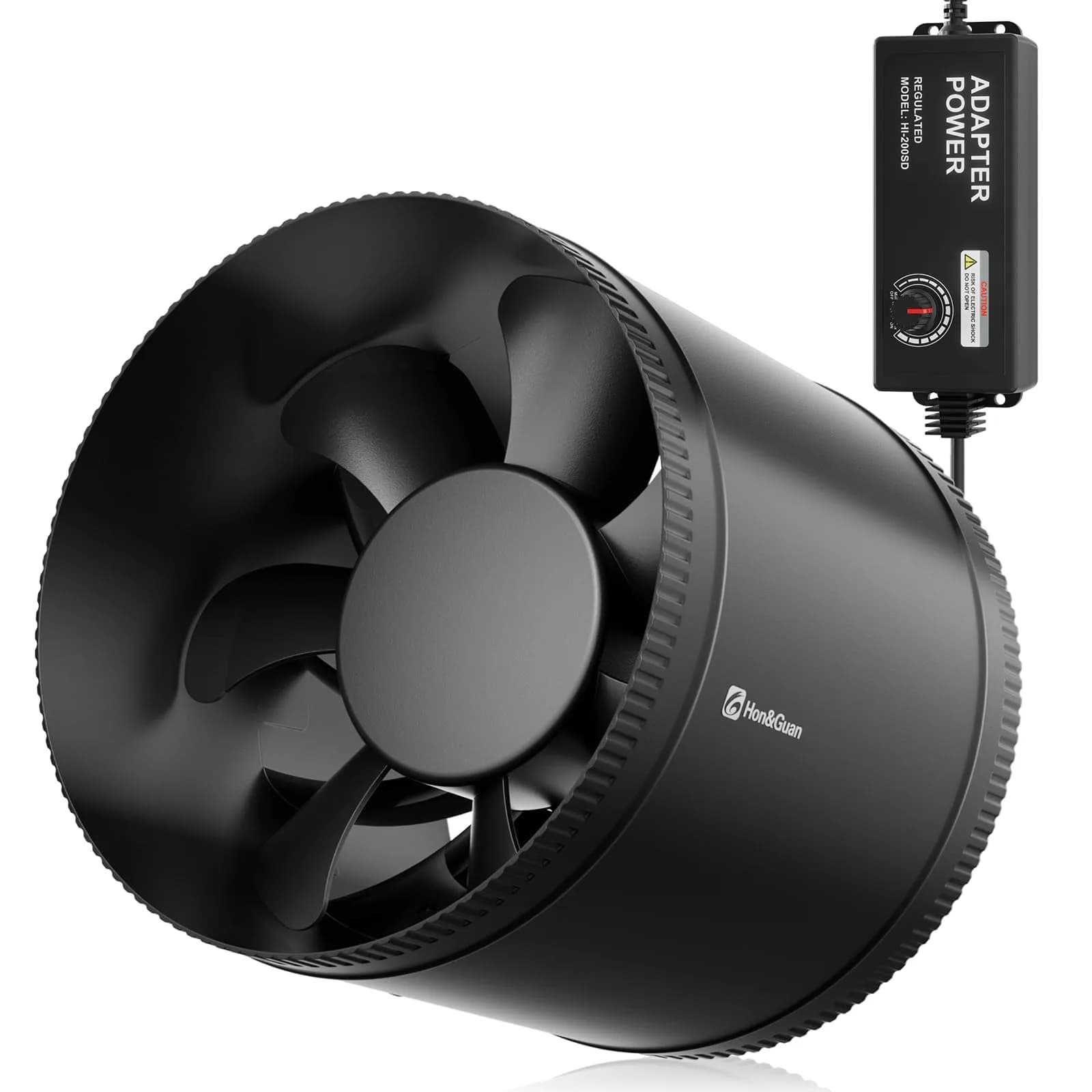 Hon&Guan 8 Inch Inline Booster Duct Fan with Speed Controller | 623 CFM Airflow, 44W Low Power, 45 dBA Noise - main product image
