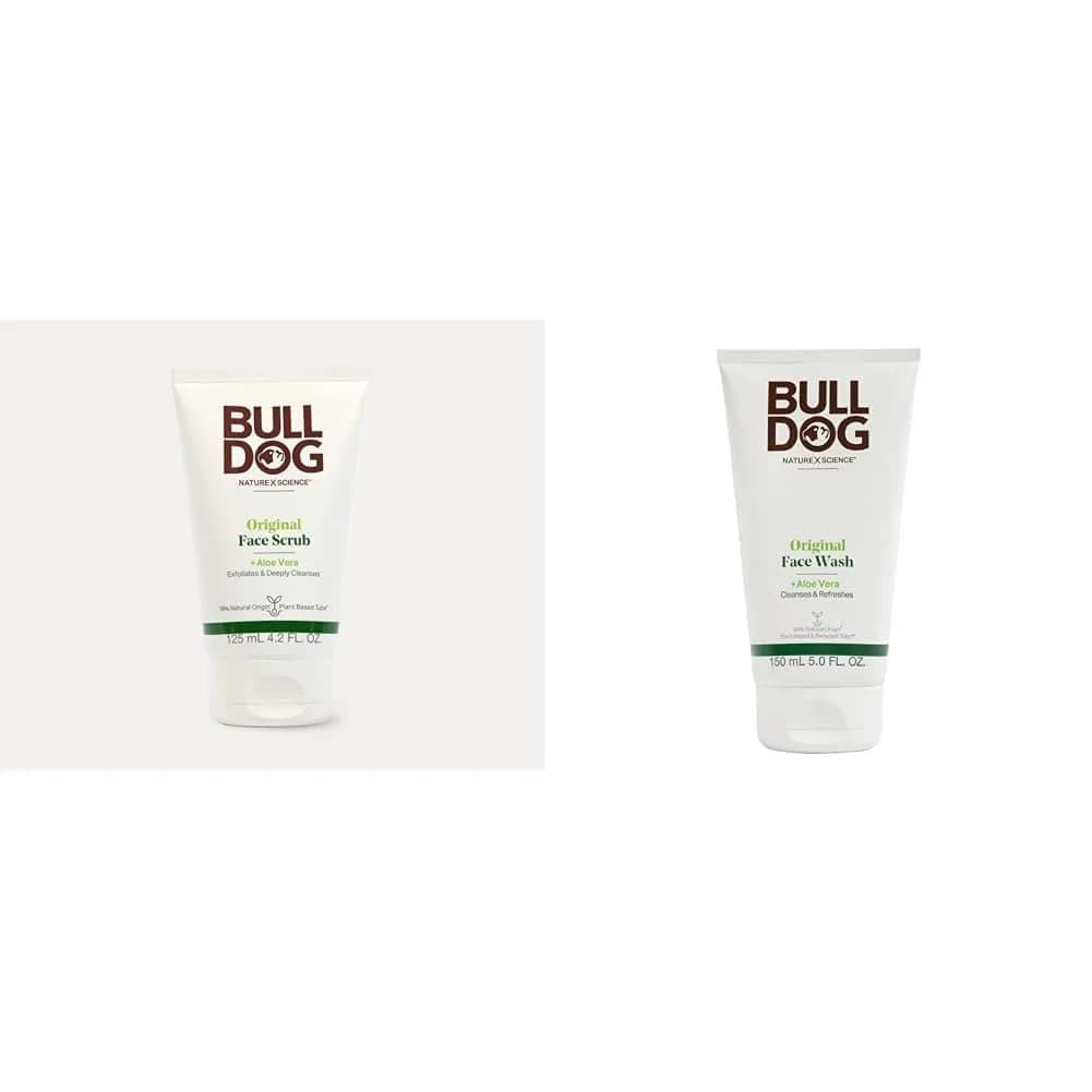 Bulldog Skincare Original Face Scrub & Wash Bundle 4.2oz & 5oz | Natural Men's Skin Care
