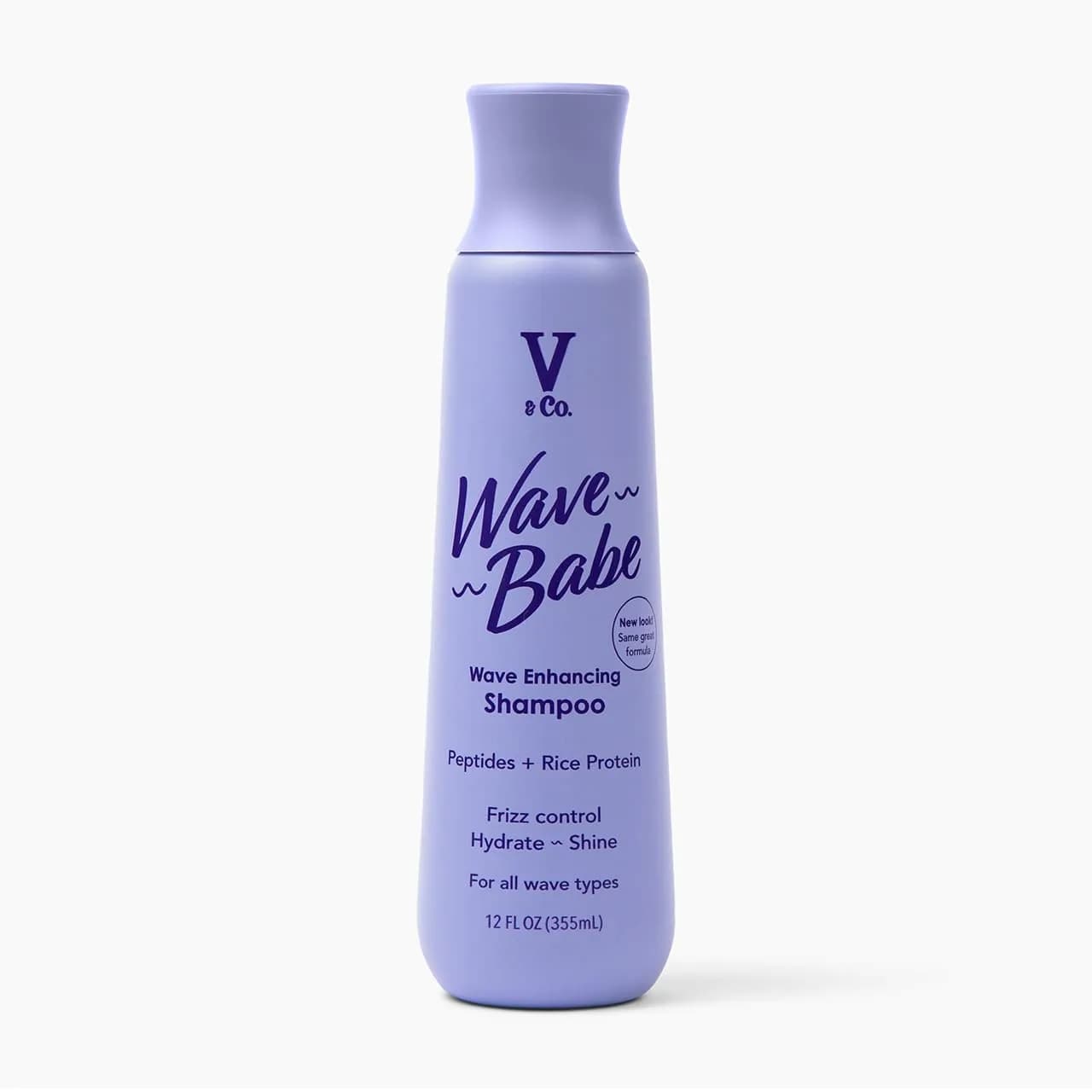 V&Co. Wave Babe Wavy Hair Shampoo – Sulfate & Paraben Free, Hydrating with Rice Protein & Peptides, 12 fl oz