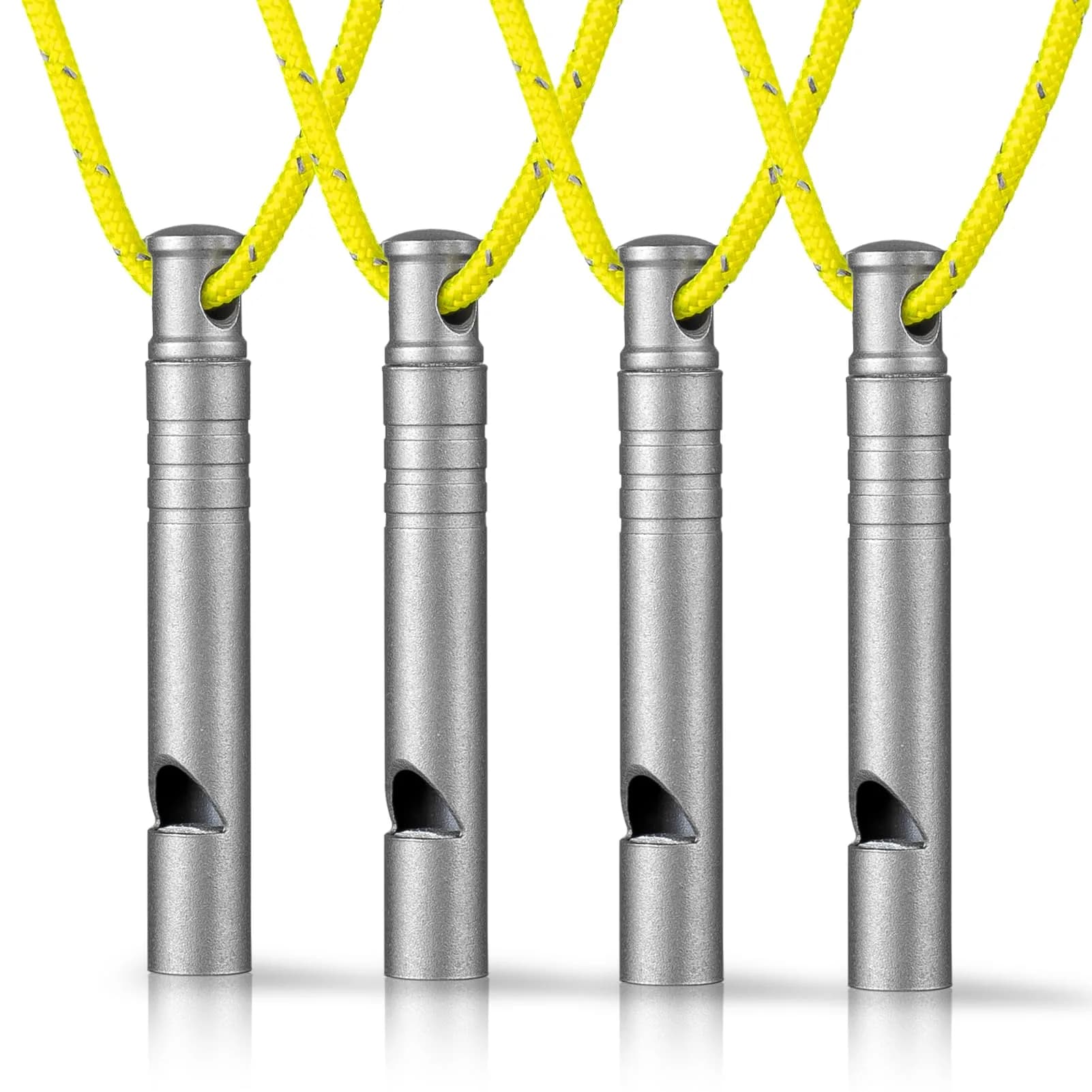 TISUR Titanium Emergency Whistle,Dog Whistle (Gray-4PCS) | 120dB Loud Signal for Outdoors & Pets - main product image