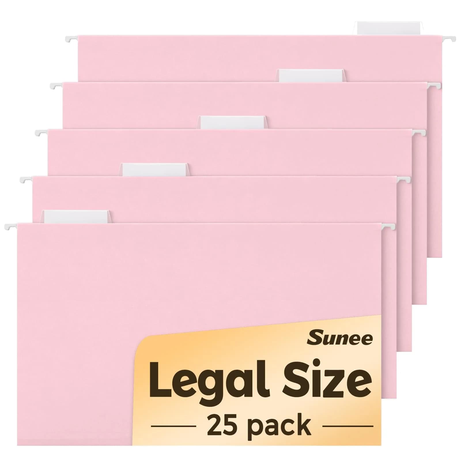 SUNEE Legal Size Hanging File Folders 9.2"x14.8" Pink 25 Pack 1/5-Cut Tabs | Stay Organized for Home and Office - main product image