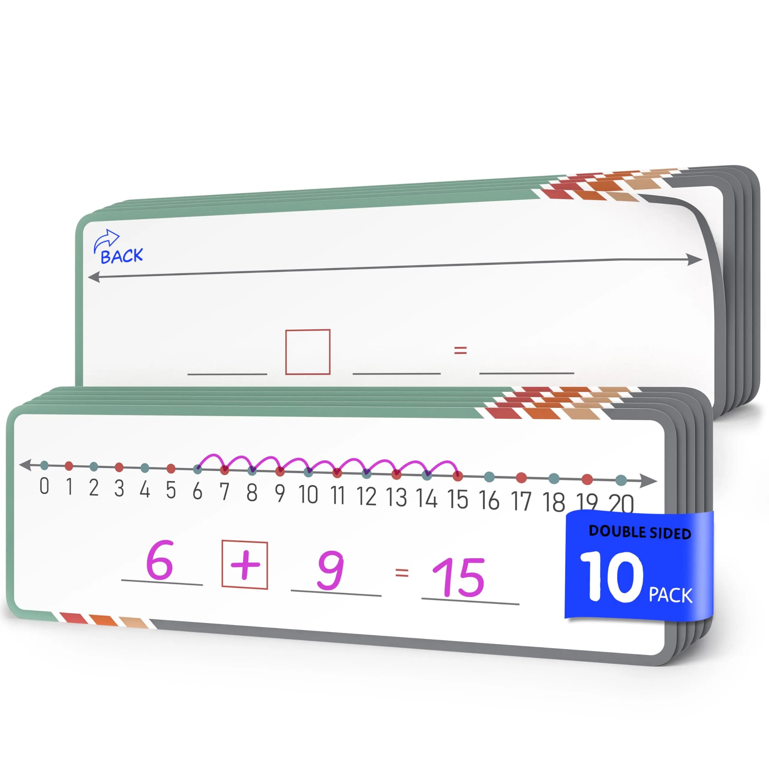 Scribbledo Dry Erase Number Line Sheets 4x12 Inch (10 Pack) | Hands-On Math Practice for Grades 2-3 - main product image