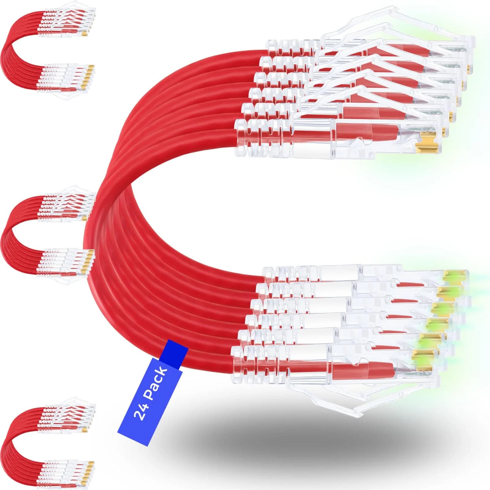 Rapink Cat6a Ethernet Patch Cables 14ft (24 Pack) | 10Gbps Speed, Slim Design - main product image