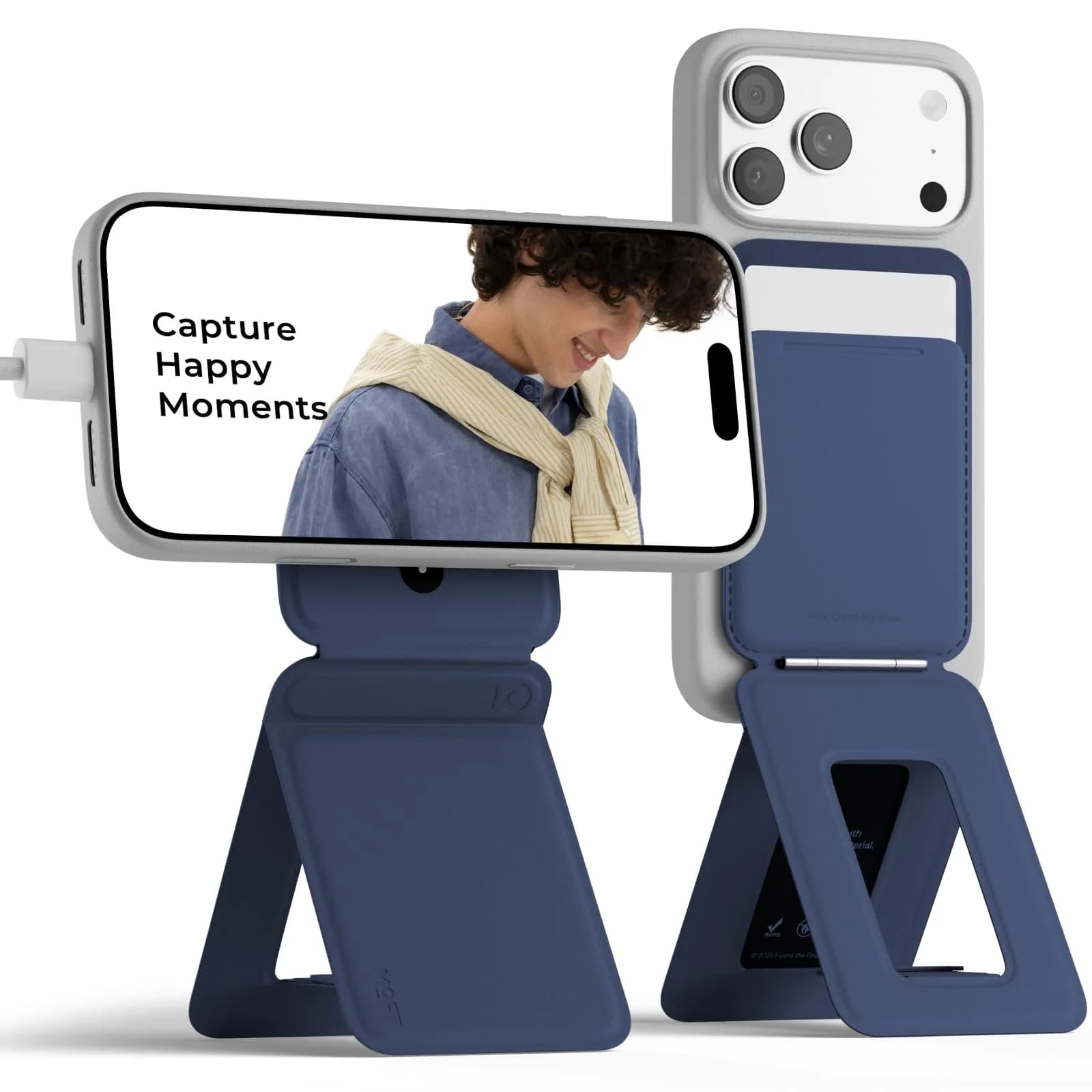 MOFT Phone Tripod Stand & Wallet, NFC Card Holder, Hold 1-2 Cards | Slim 0.37in Profile for Travel & Content