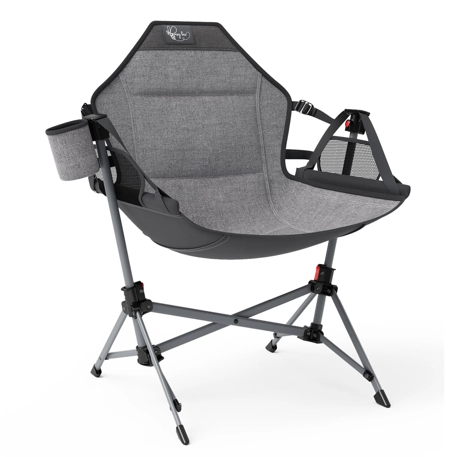 Busy Bee Kids Hammock Camping Chair with Stand, 125 lb, Gray | Portable, Adjustable & Safe for Outdoor & Indoor Use - main product image