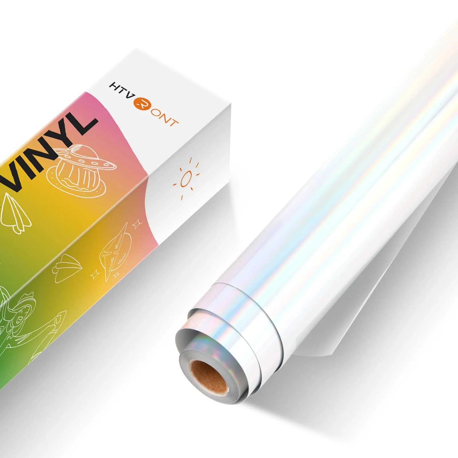 HTVRONT Holographic Silver Permanent Vinyl Roll 12" x 10FT | Easy Cut & Weed for Crafts - main product image