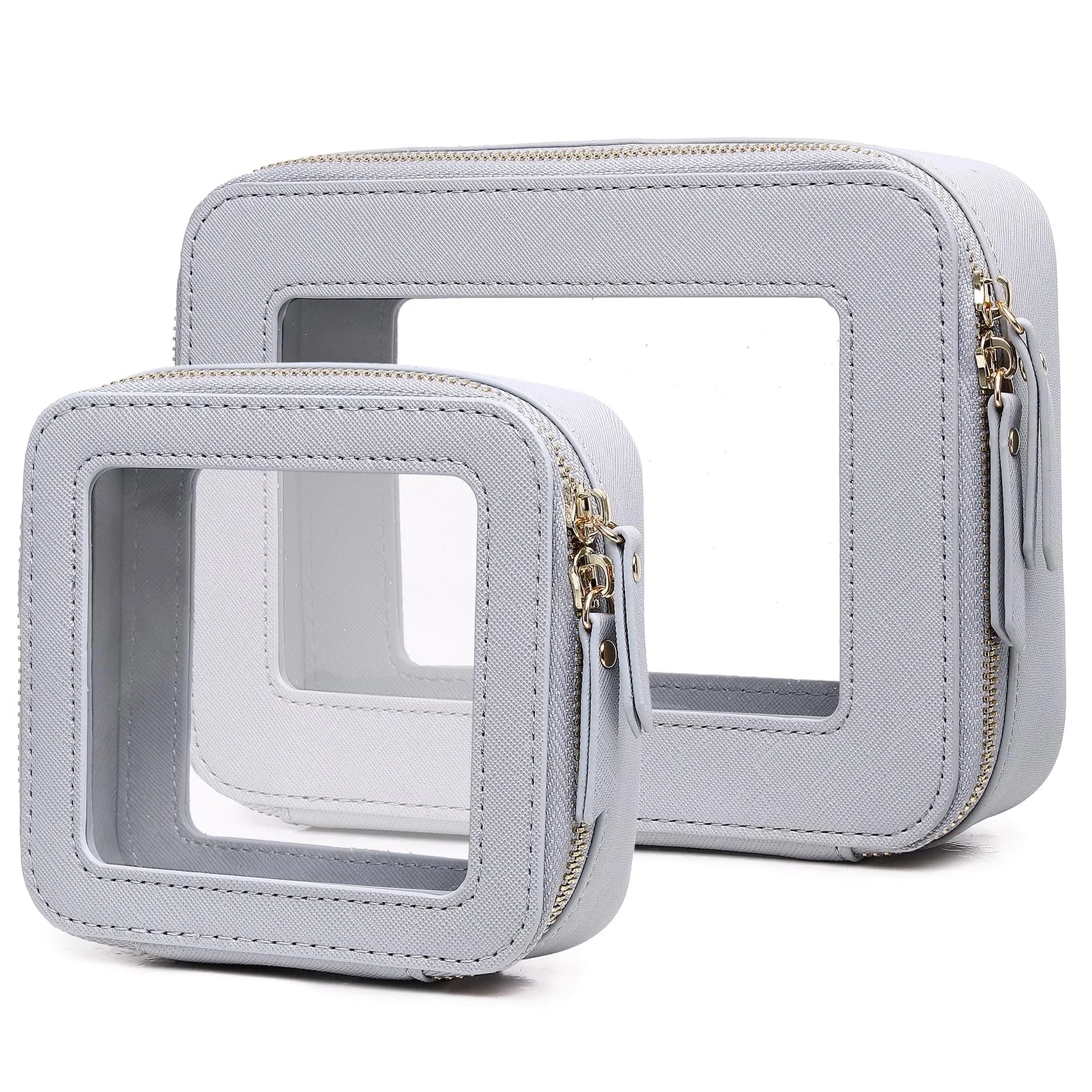 Pinkmik Clear Makeup Bag Set (M+MINI) — TSA Approved Travel Case with Zipper - main product image