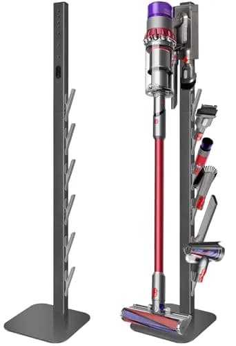 Haturi Metal Vacuum Stand for Dyson Cordless Vacuums | Heavy-Duty Organizer with 4 Hooks