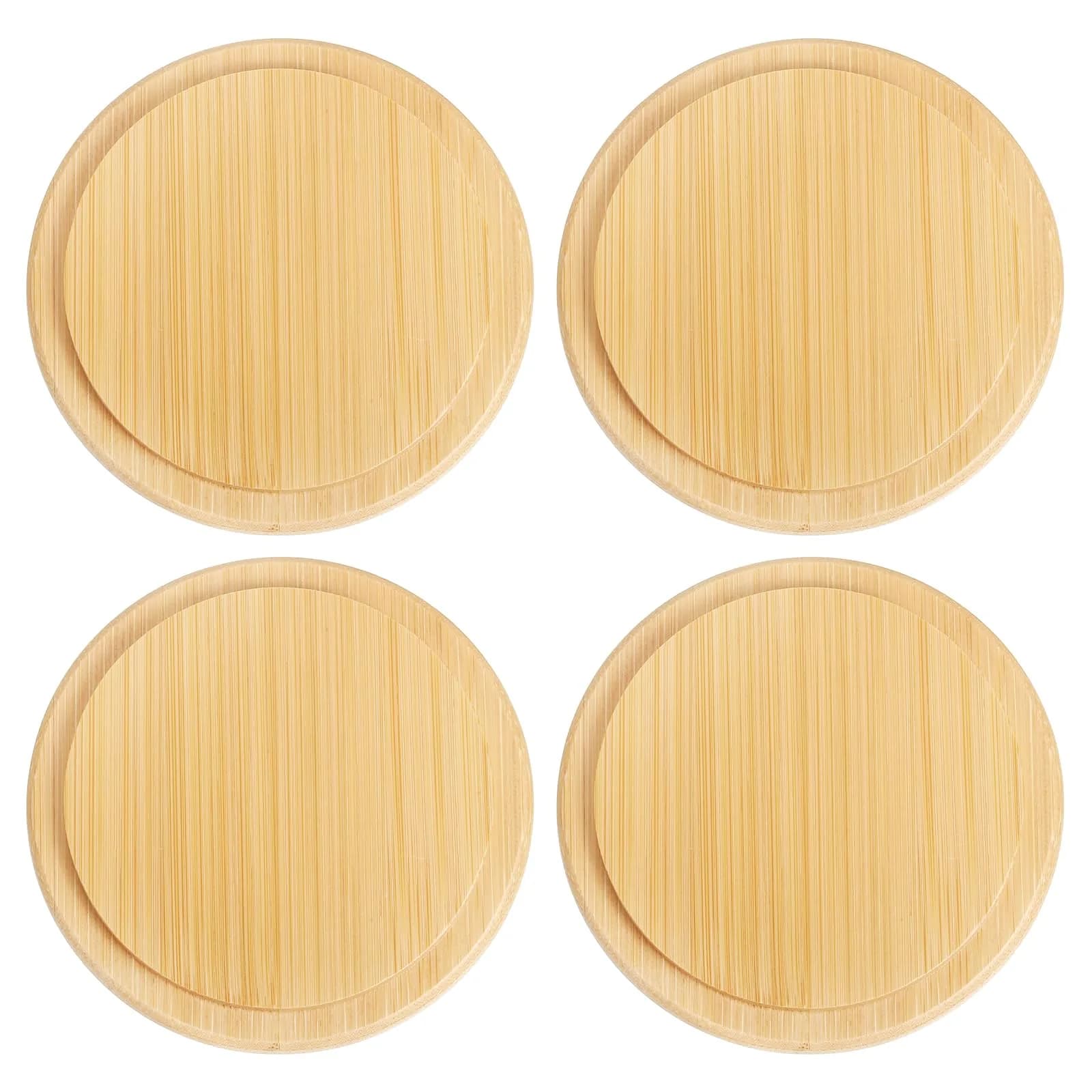 uxcell Bamboo Cup Lid 3.58 Inch | Reusable Wooden Cover for Hot & Cold Drinks - main product image