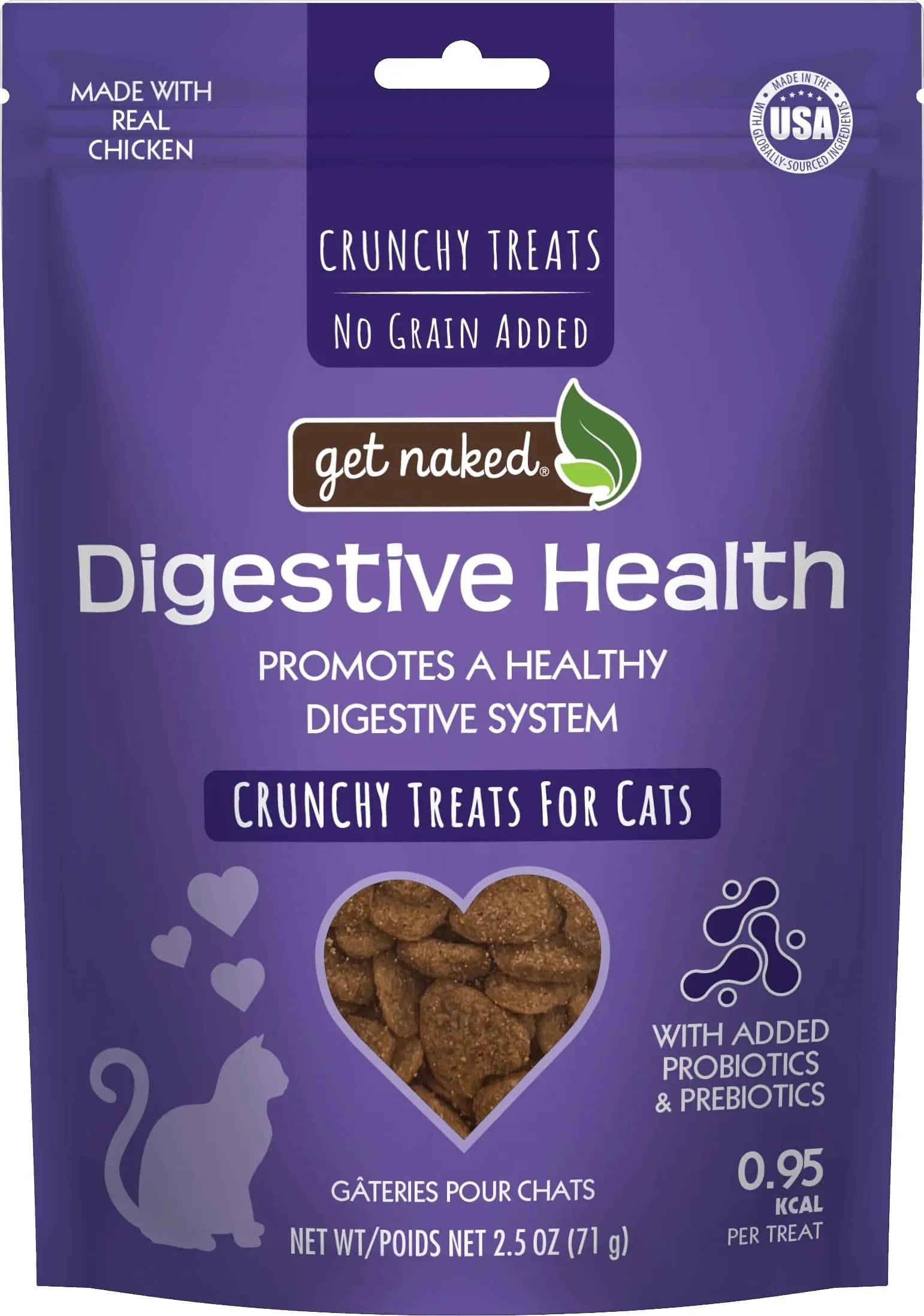 Get Naked Digestive Health Crunchy Cat Treats 2.5oz (70g) Chicken Flavor | Supports Digestion & Dental Health - main product image
