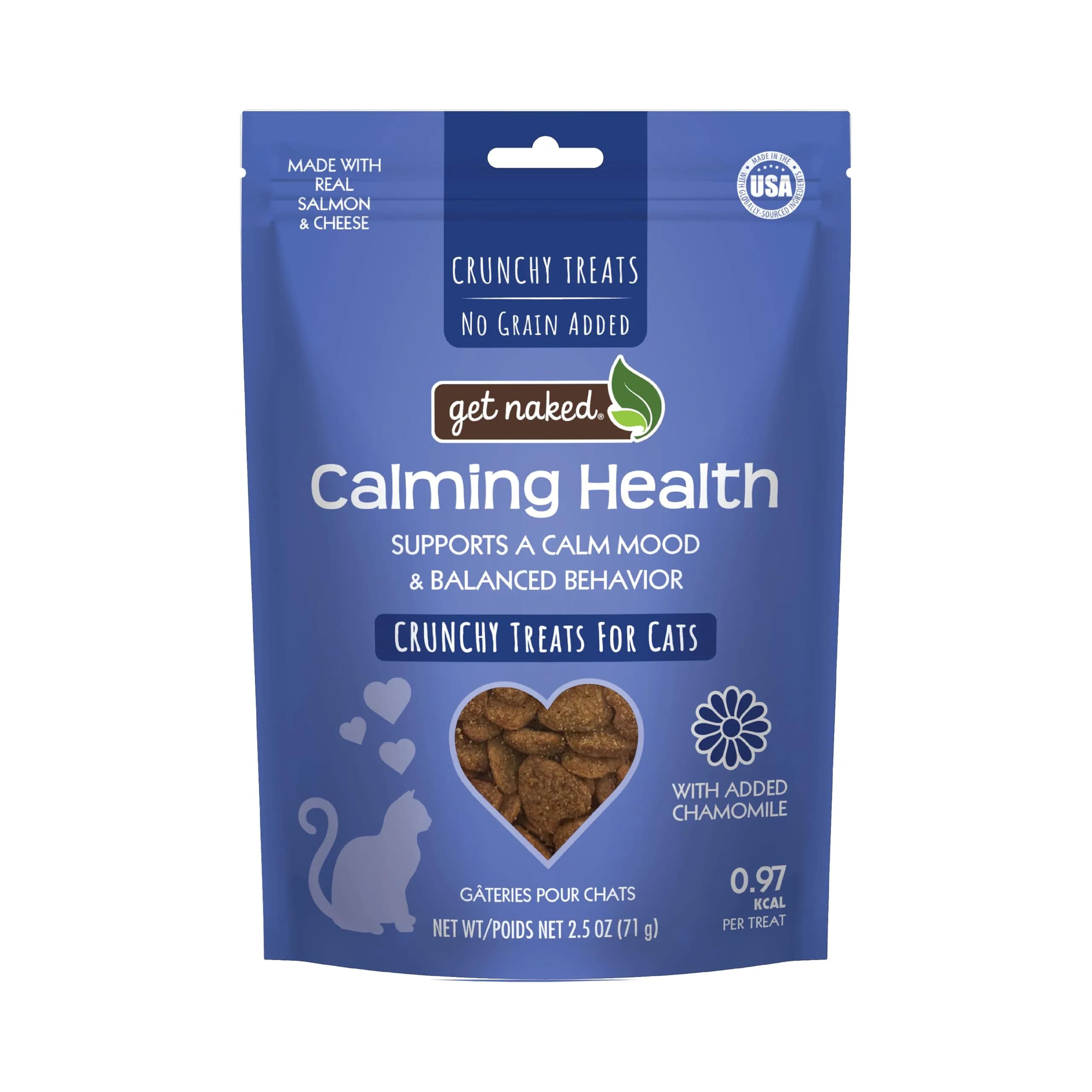 Get Naked Grain-Free Cat Calming Treats Salmon & Cheese Flavor 70.8g (2.5 oz) | Natural Anxiety Relief for Cats