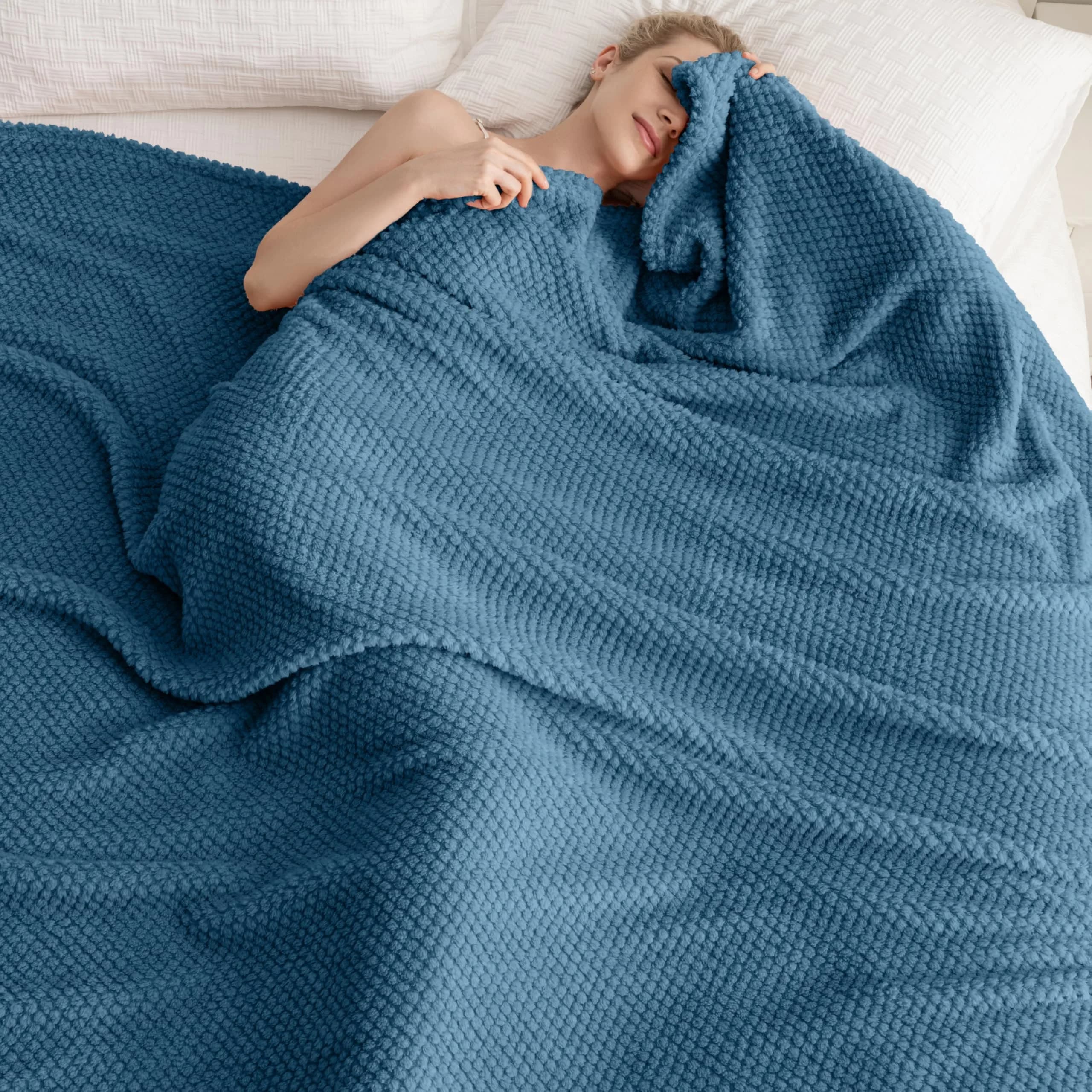 Jungle Star Blue Soft Fleece 300GSM Twin Blanket 152cm x 203cm (60"x80") | Cozy Flannel for Couch, Bed, Sofa - main product image