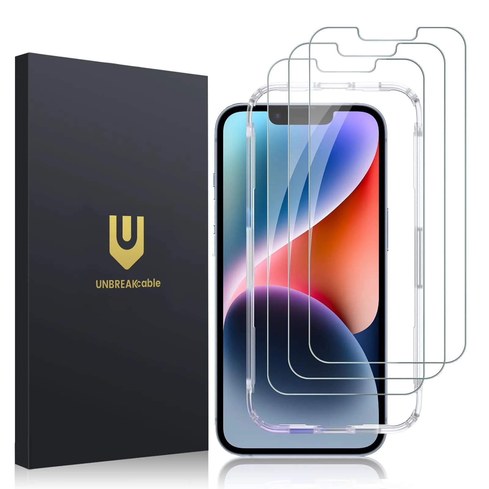 UNBREAKcable Screen Protector for iPhone 17e/14/13 | 9H+ Glass, 6.1 inch, 3 Pack