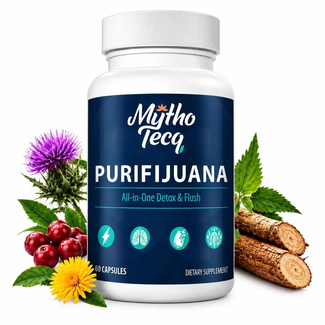 MythoTecq 90,000 MG Detox & Cleanse Capsules | Natural Herbal Liver & Kidney Support, 60 Caps