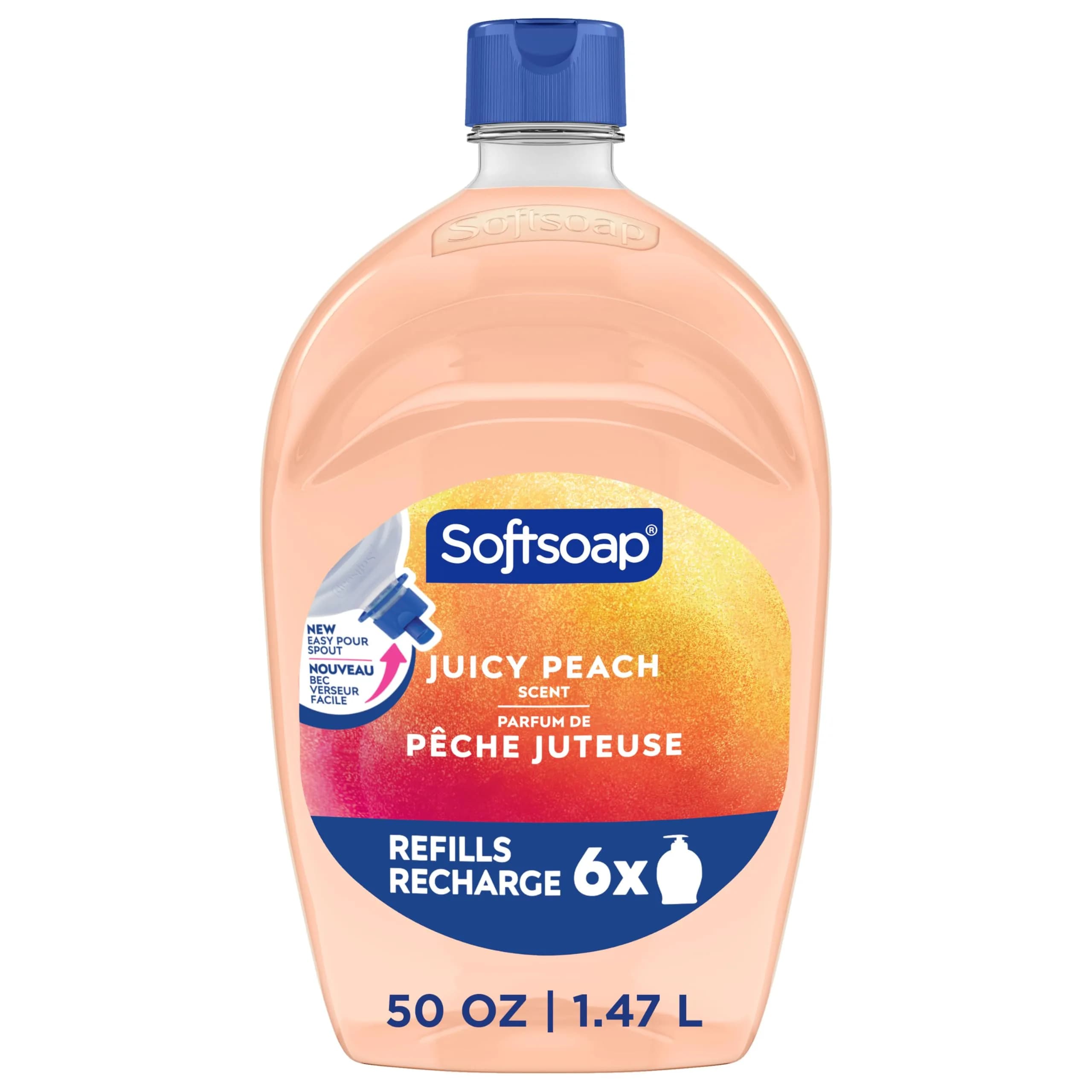 Softsoap Juicy Peach Liquid Hand Soap Refill, Rich Fruity Scent, 1480ml (50 Fl Oz) | Washes Away Bacteria - main product image