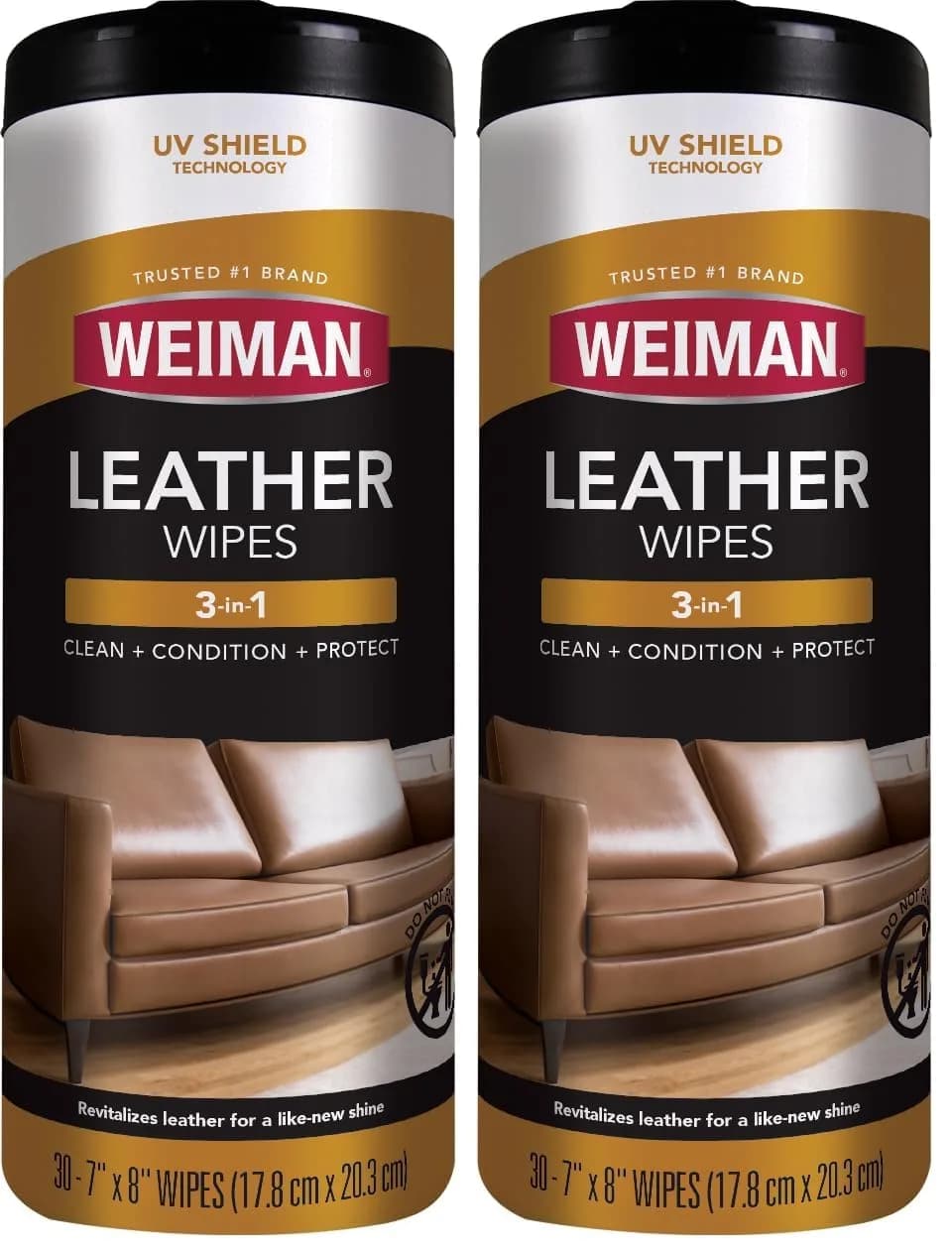 Weiman Leather Cleaner & Conditioner Wipes 30 ct | UV Protection & Moisturizing for Leather Surfaces - main product image