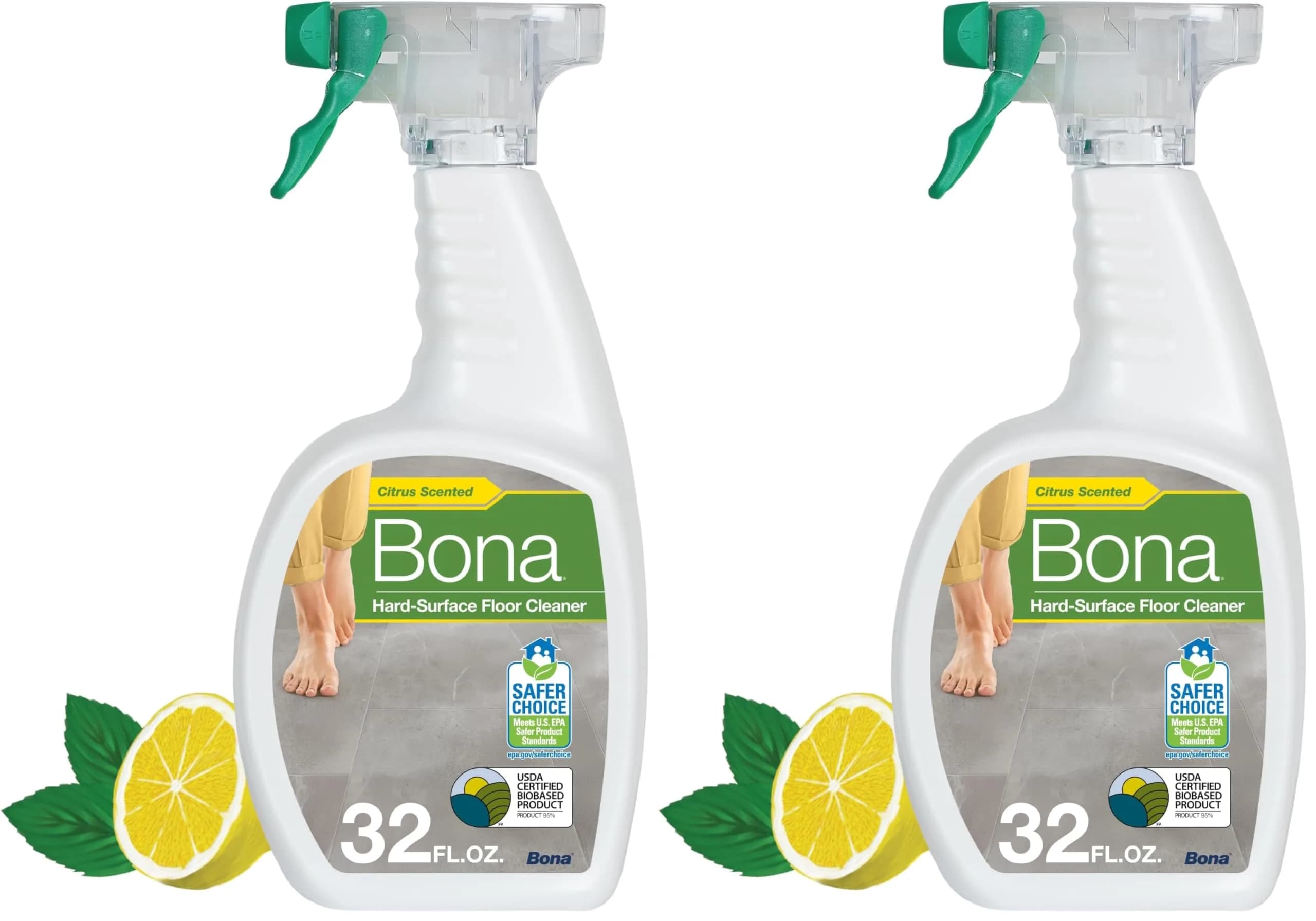 Bona Multi-Surface Floor Cleaner Spray, 2 x 32 fl oz (946 ml) | Residue-Free Cleaning for Stone, Tile, Laminate, Vinyl - main product image
