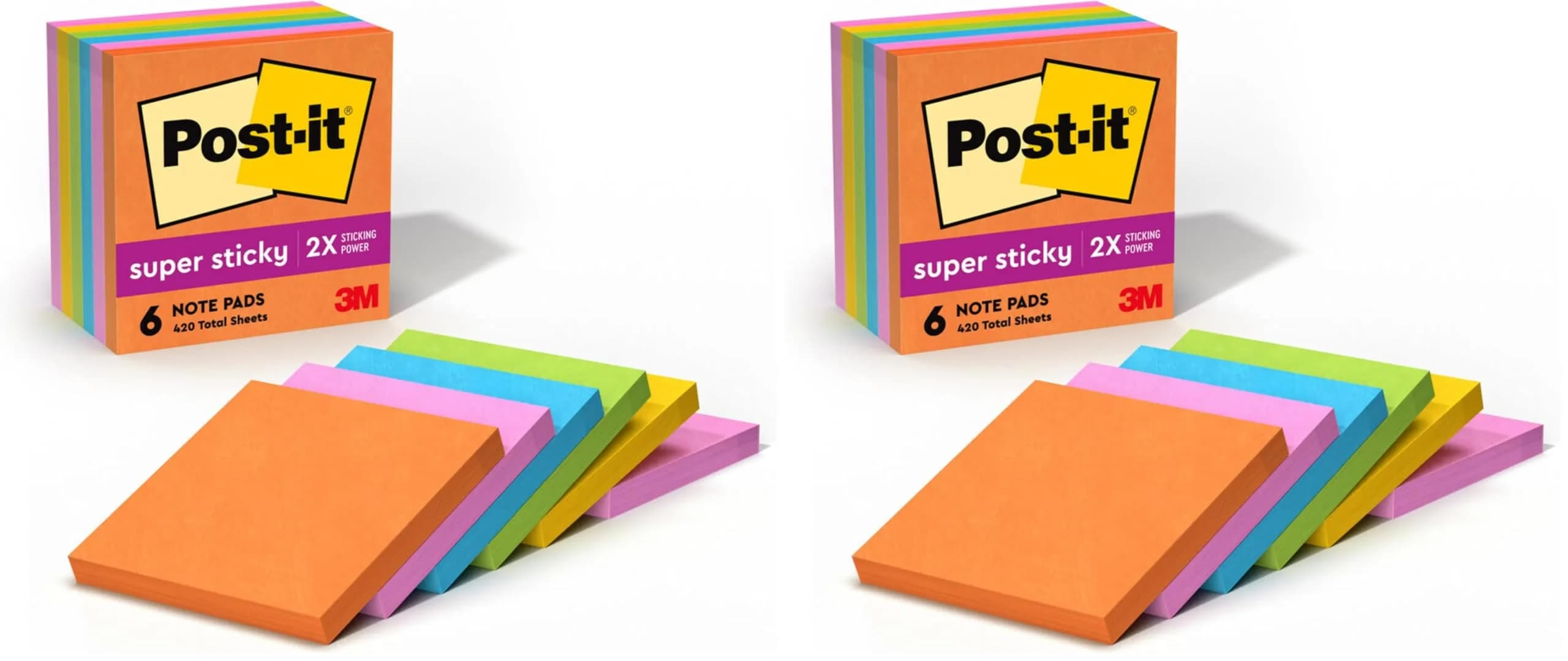Post-it Super Sticky Notes 3x3 inch Energy Boost Collection, 6 Pads | 2X Sticking Power - main product image