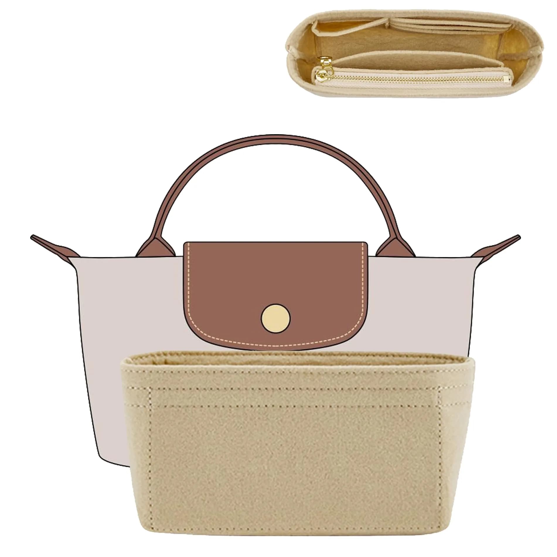 Doxo Felt Purse Organizer Insert Large Beige | Keeps Handbags Shaped & Neat - main product image