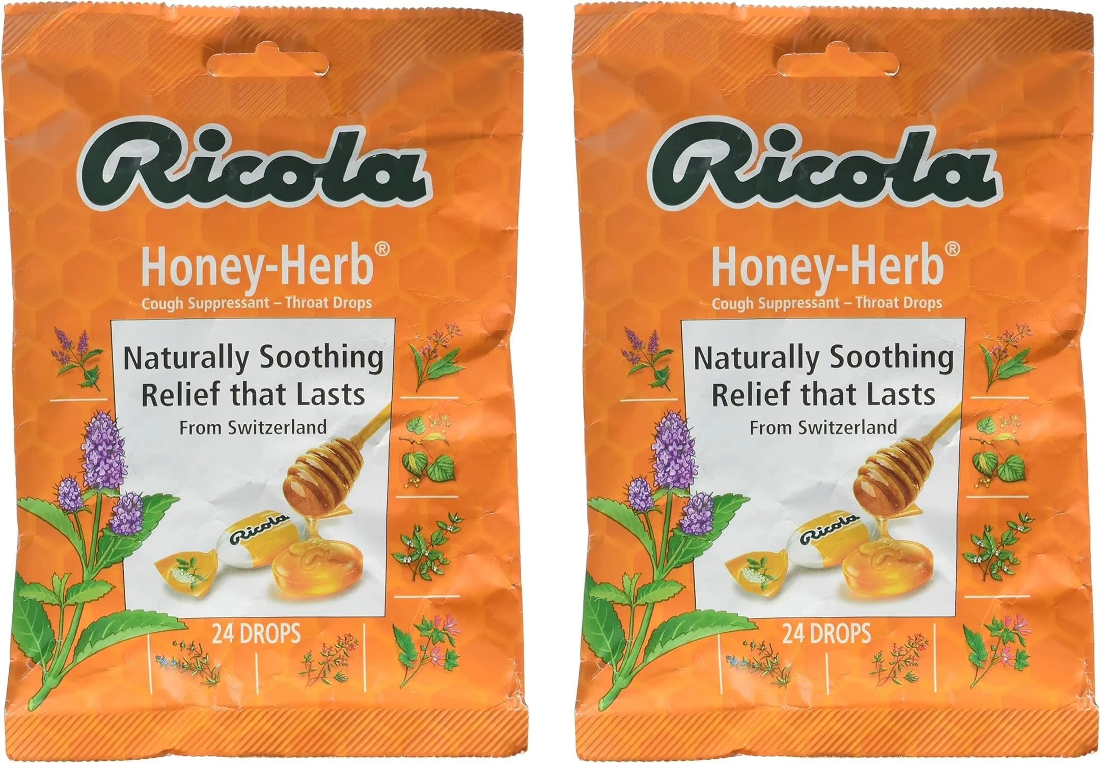 Ricola Natural Honey Herb Cough Drops 48 Drops (24 Drops x 2) | Soothes Sore Throats Naturally - main product image