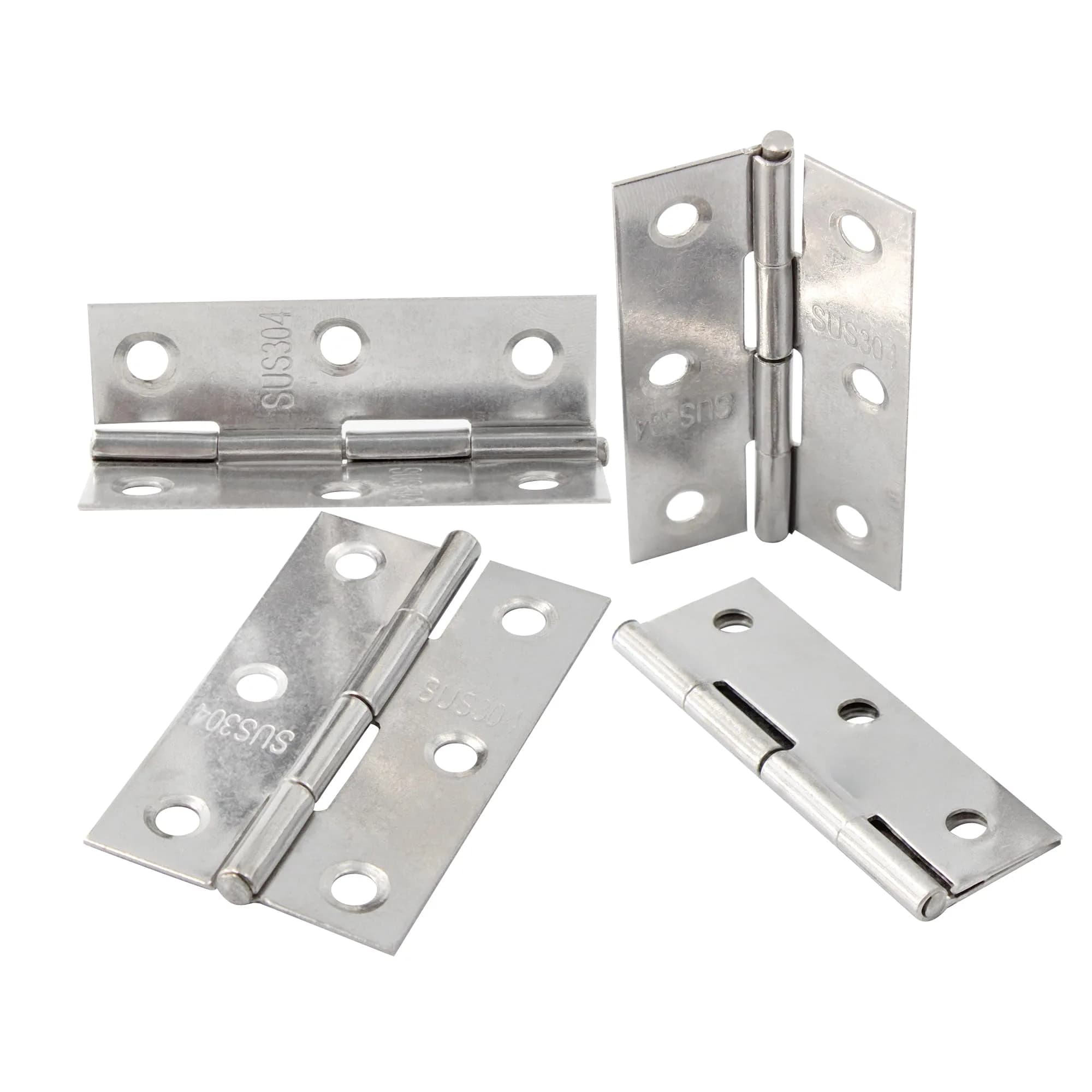 Adyoney 20Pcs 304 Stainless Steel Flat Hinges 55x34x4.4mm (2.17x1.34x0.17inch) | Pack of 20 with 120 Screws - main product image