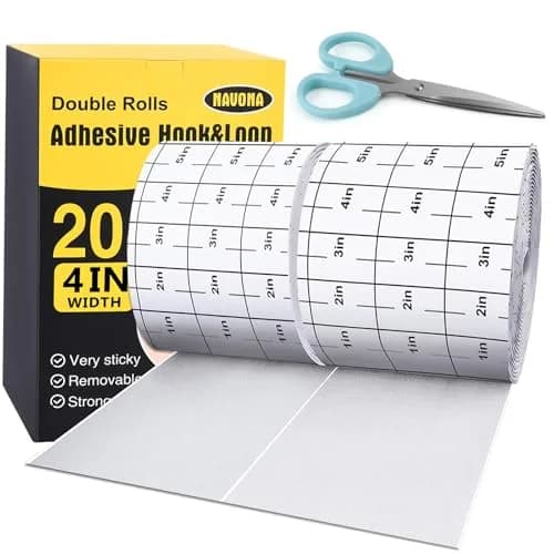 Navona Heavy Duty Hook and Loop Tape with Adhesive, 10.2cm (4 Inch) x 20 Feet, White | Strong Self-Adhesive Fastener Strips - main product image