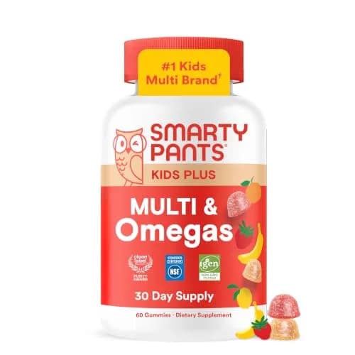 SmartyPants Kids Multivitamin Gummies with Omega 3 DHA/EPA, Vitamins D3, C, B12, B6, A, K, Zinc, Gluten Free, 60 Count - main product image