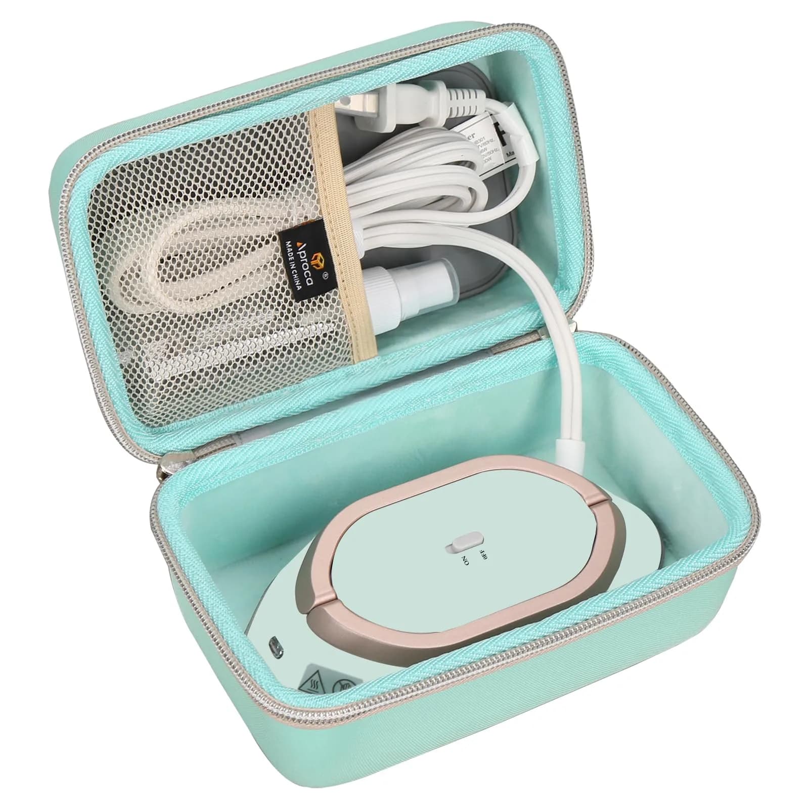Aproca Case for Newbealer Travel Iron Mini Dry Iron -Green | Portable Hard Storage with Mesh Pocket - main product image