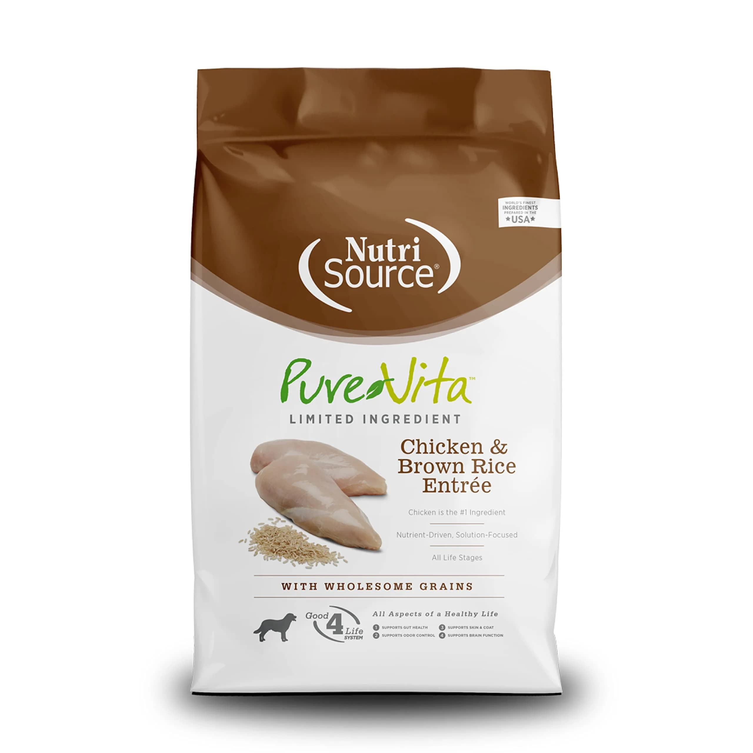 NutriSource Pure Vita Dry Dog Food Chicken & Brown Rice 12LB | Limited Ingredient Diet for All Life Stages