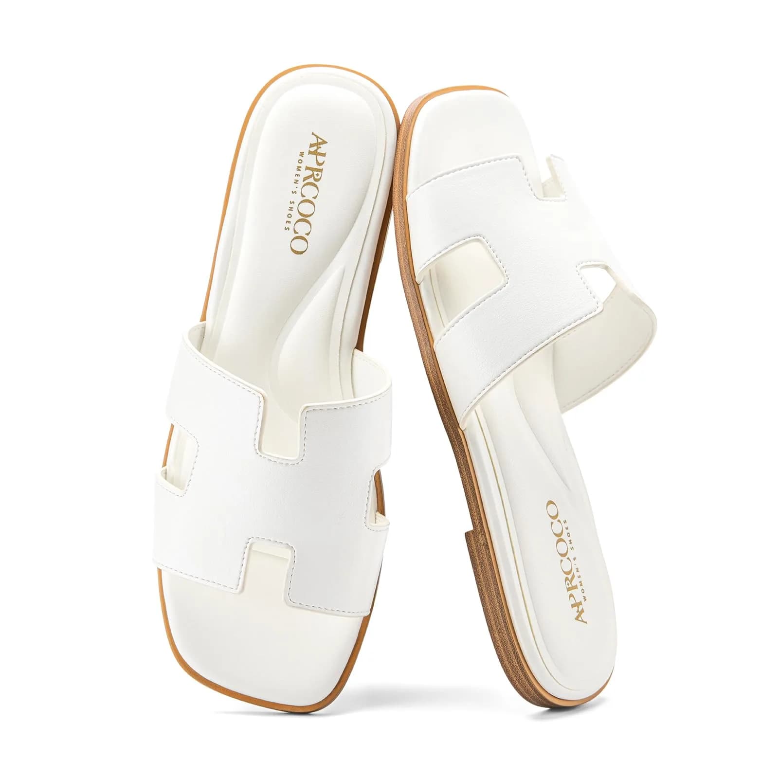 AprCoco Women's Classic H-Band Flat Sandals Size 7.5 (23.5cm) | Comfortable Memory Foam Insole - main product image