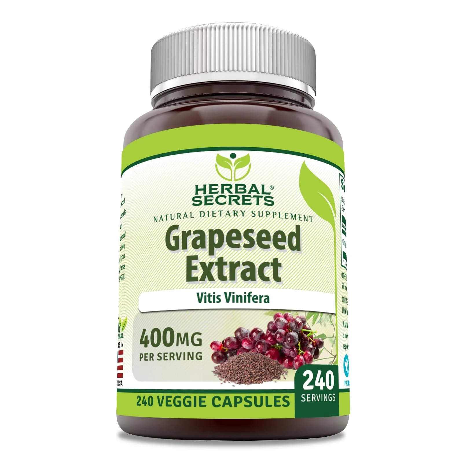 Herbal Secrets Grapeseed Extract 400 mg Veggie Capsules | Gluten Free, 240 Count - main product image
