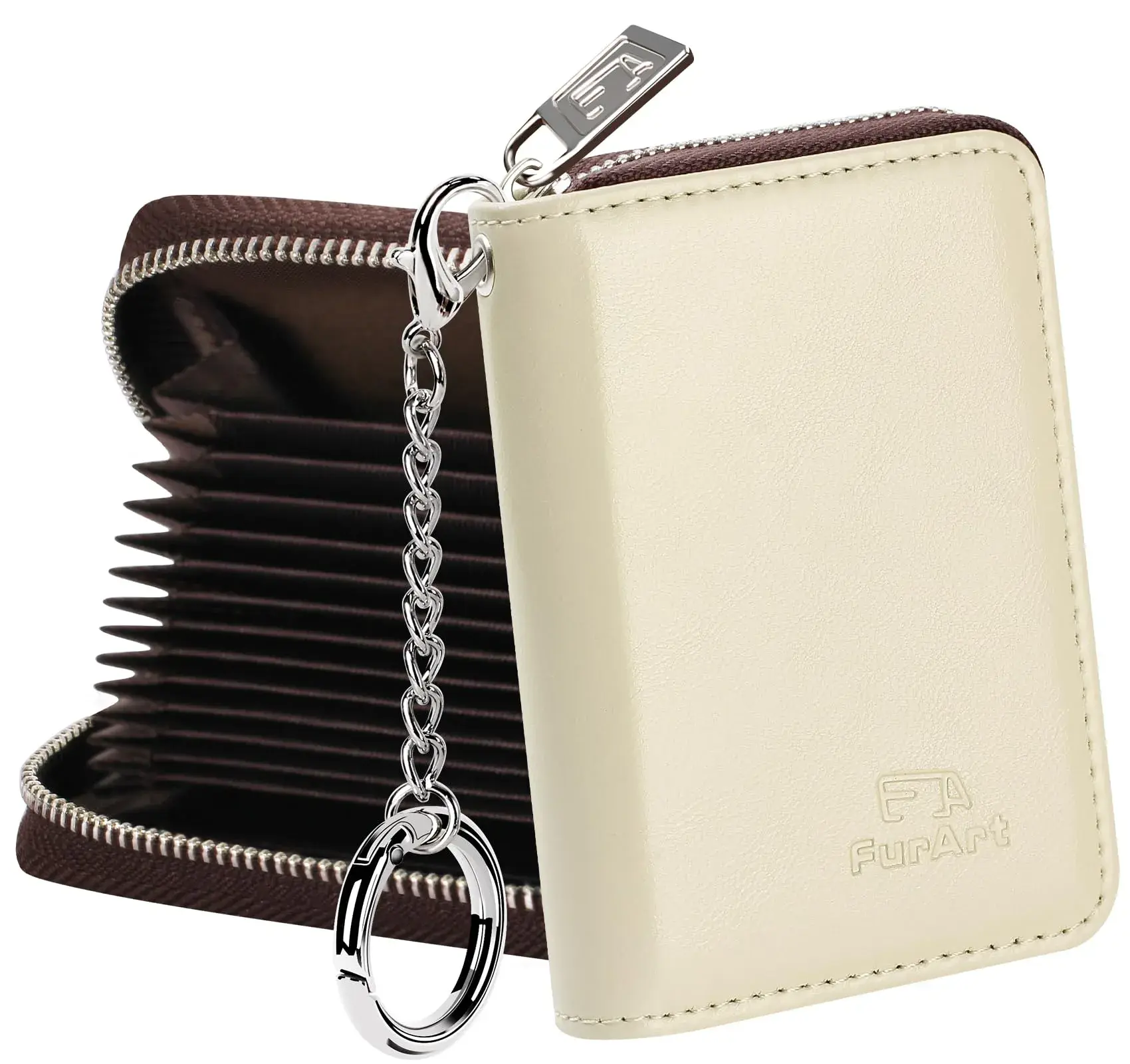 FurArt RFID Blocking Zipper Wallet for Women with Keychain | 11 cm (4.3") x 8 cm (3") x 3 cm (1.1") - main product image