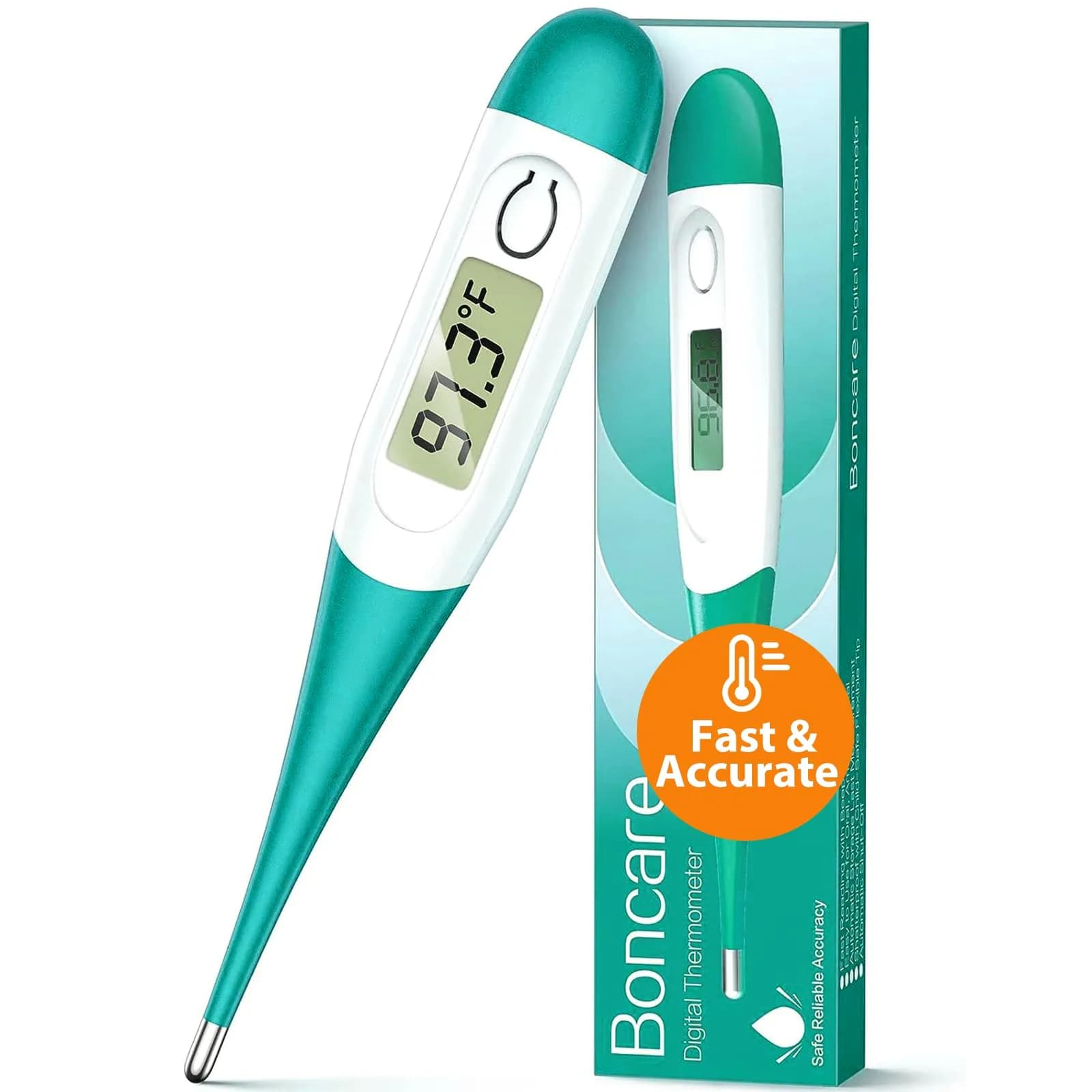 Boncare Digital Thermometer for Adults, Kids & Babies, Clear Blue | Fast & Accurate Reading - main product image