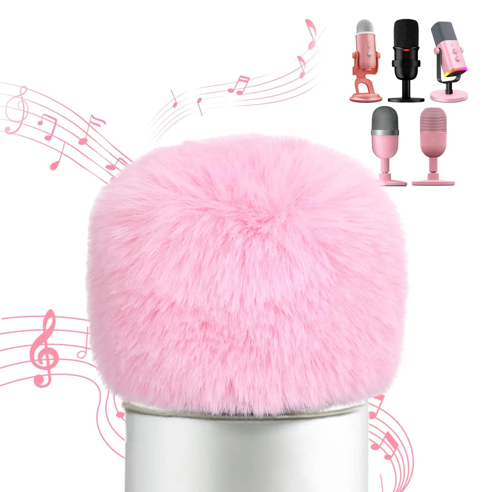 YOUSHARES Pink Furry Microphone Windscreen for Blue Yeti & USB Mics | 5cm (1.97in) Diameter - main product image