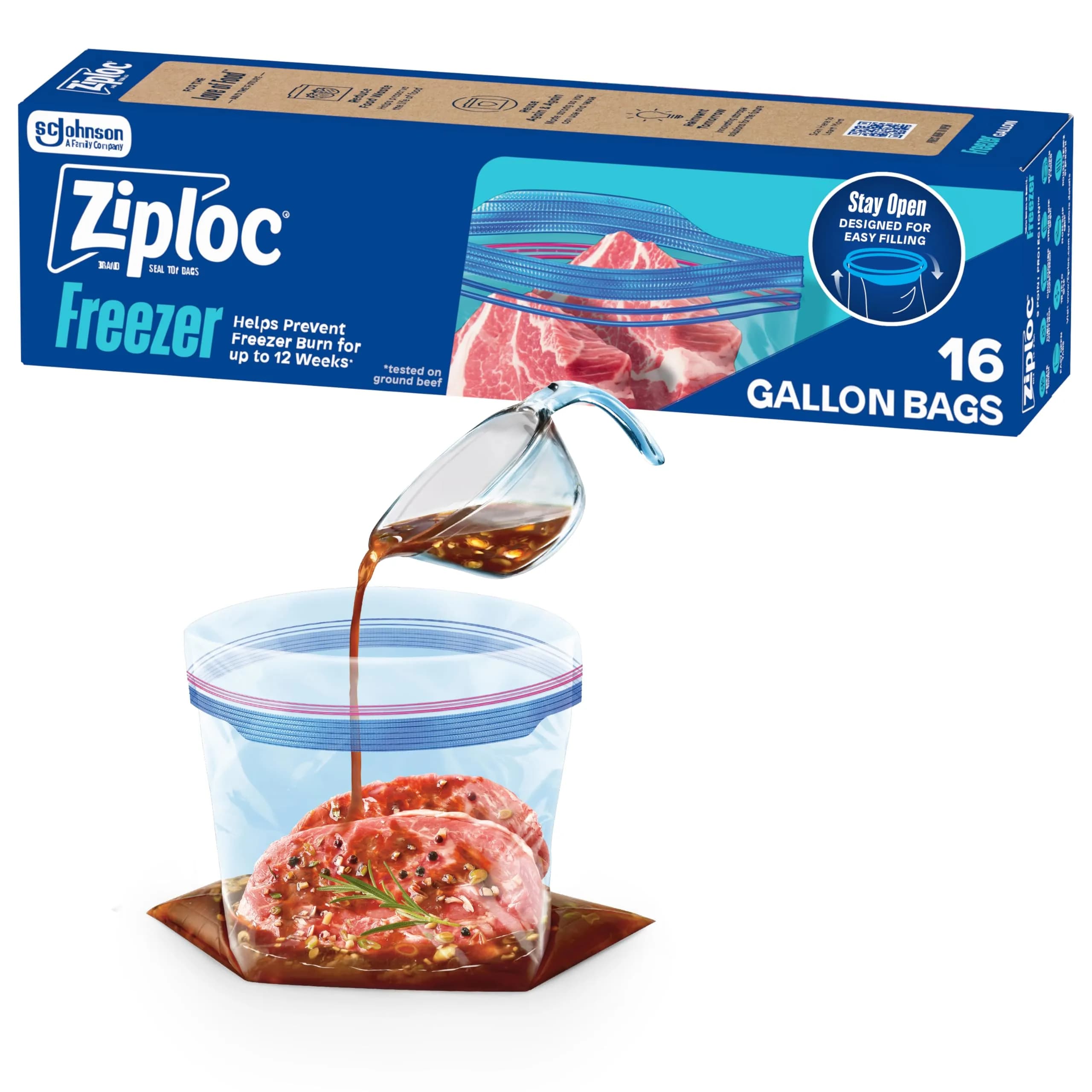 Ziploc Gallon Freezer Bags Stand-Up Bottom Easy to Fill 16 Count | Trusted USA Import for Food Preservation - main product image