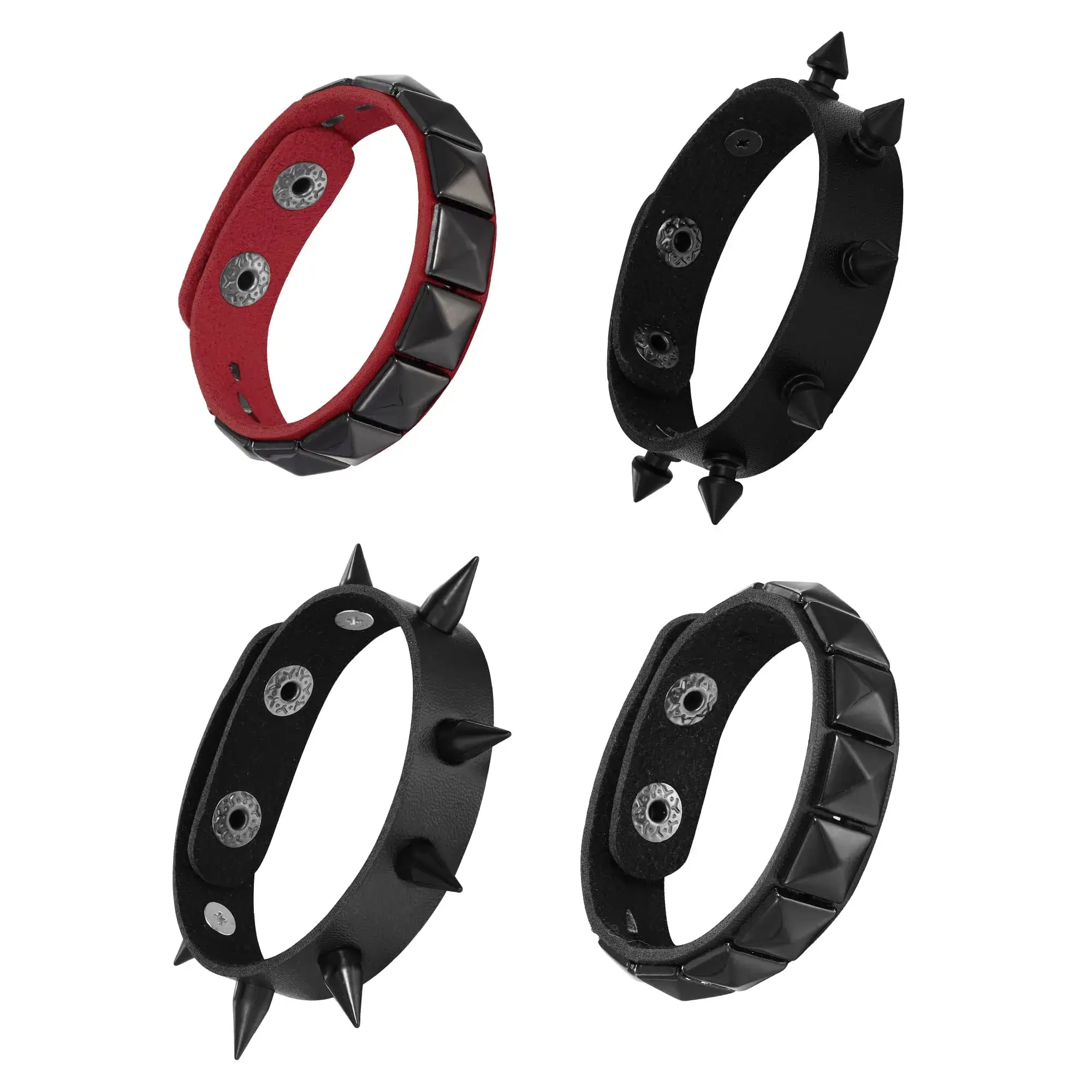 Mafnee Punk Goth Bracelet for Men & Women Leather Spike Rivet Metal Studded Wristband Black | Adjustable, Durable & Fashion-Forward - main product image