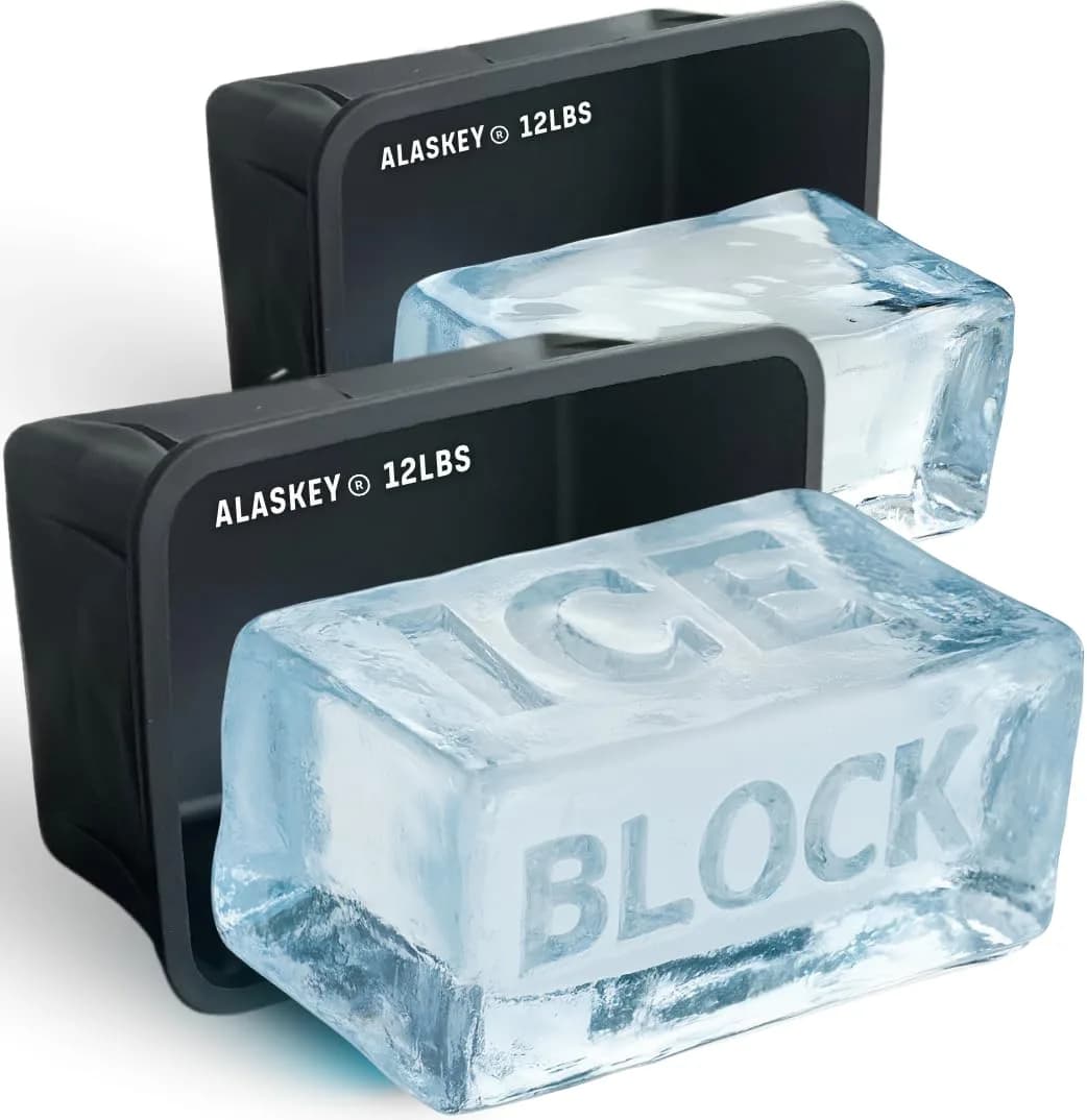Alaskey Extra Large Ice Block Mold 2.5 lbs (1.13 kg) (2-Pack) | Professional Silicone Mold for Giant Ice Cubes