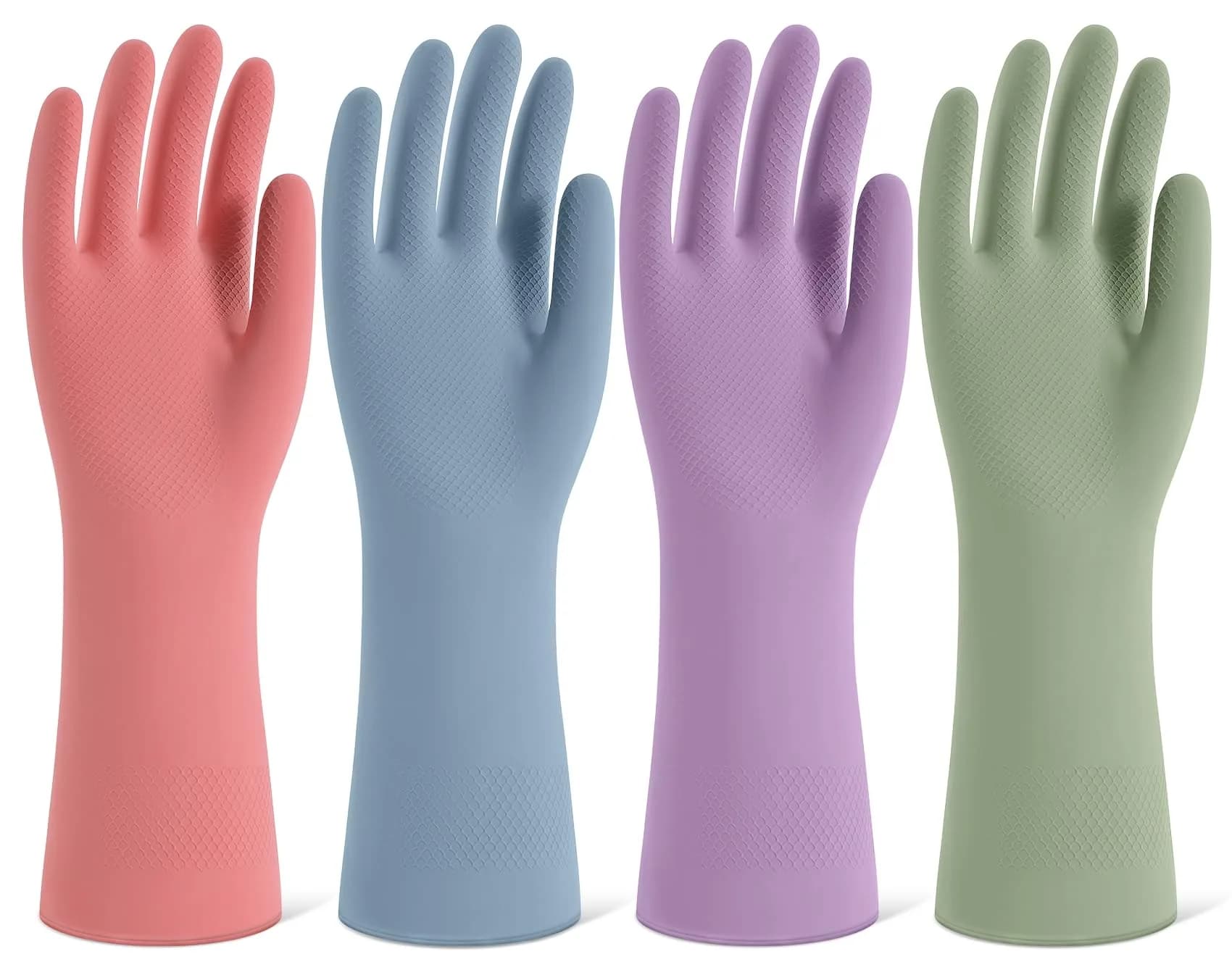 SIFANGKE Rubber Cleaning Gloves 4 Pairs (Small, Boho Colors) | Reusable, Waterproof, Non-Slip Grip - main product image