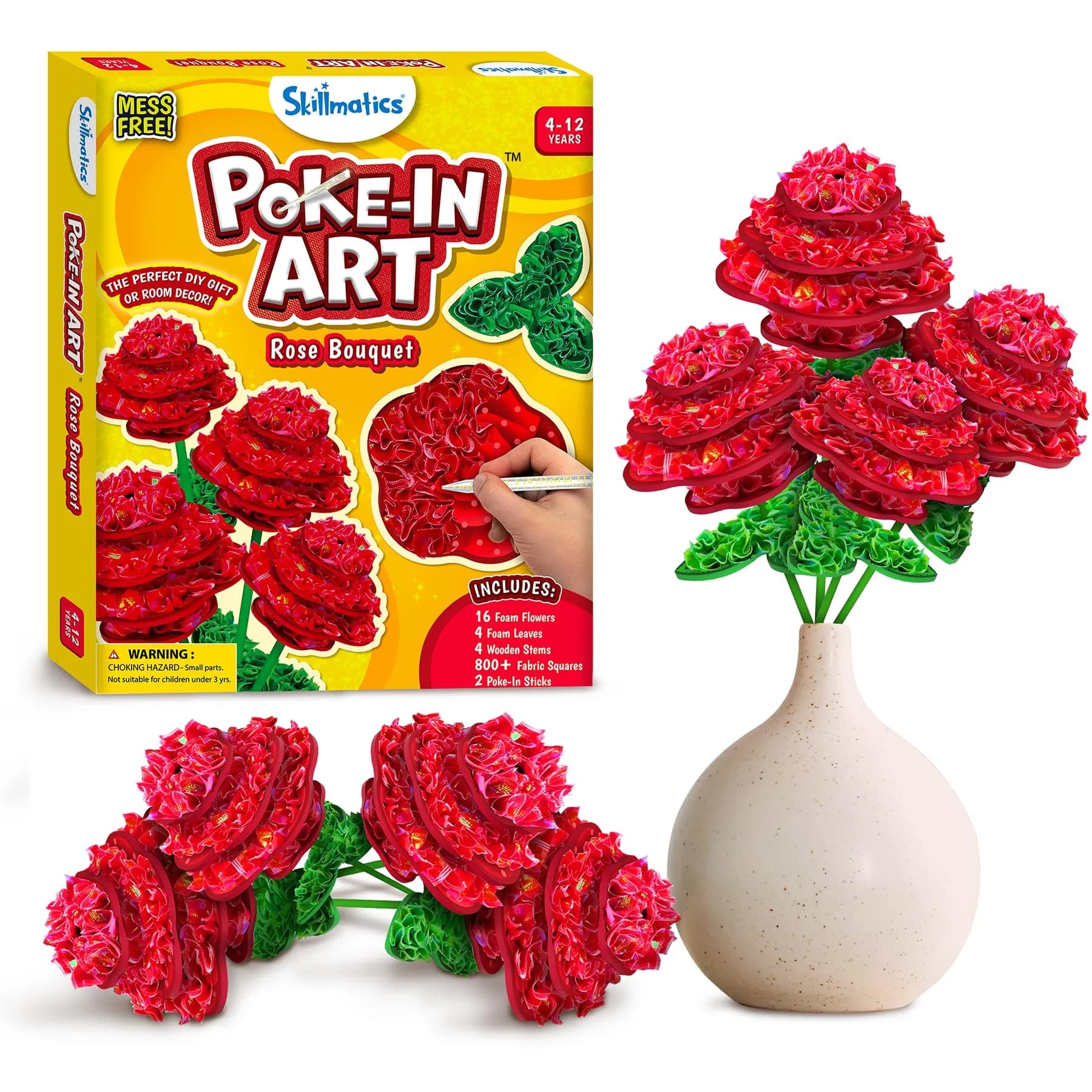 Skillmatics Poke-in Art Rose Bouquet Wood Craft Kit | Mess-Free DIY Activity for Kids Ages 4-9 - main product image