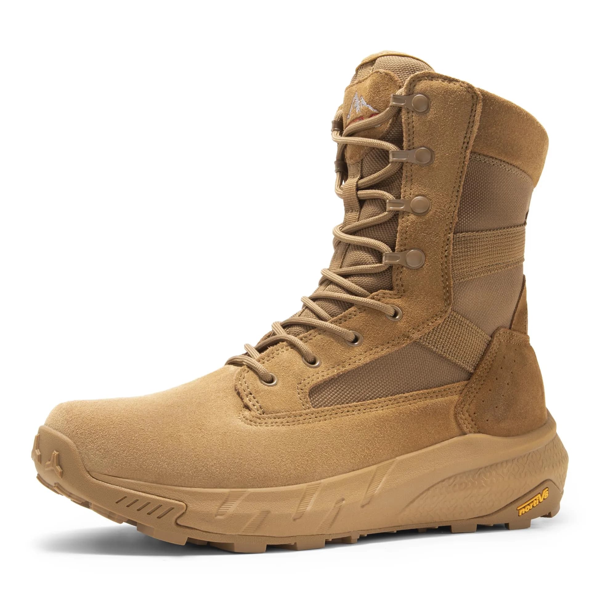 NORTIV 8 Men's Coyote Tactical Military Work Boots 7W (25.8cm Calf Circumference) | Lightweight & Cushioned Combat Footwear - main product image