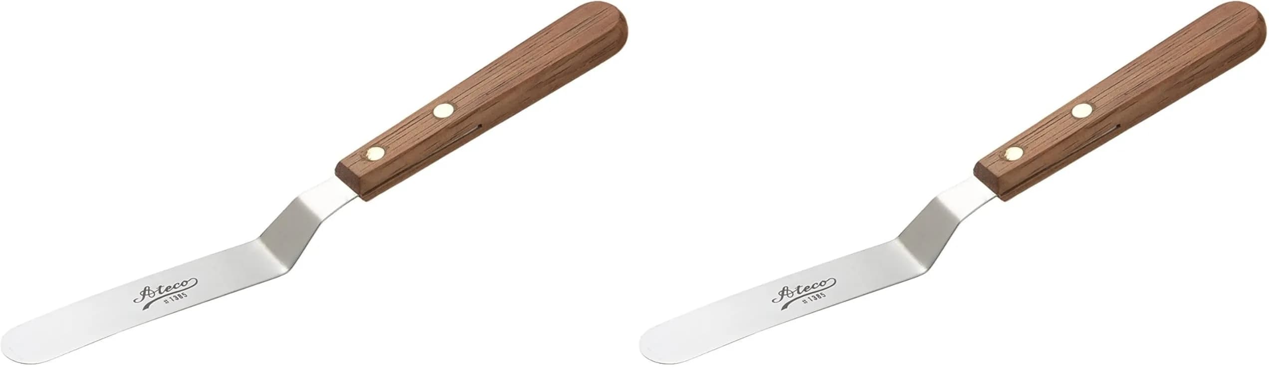 Ateco Offset Spatula 4.5-Inch Stainless Steel Blade, Wood Handle | Offset, Flexible, Professional