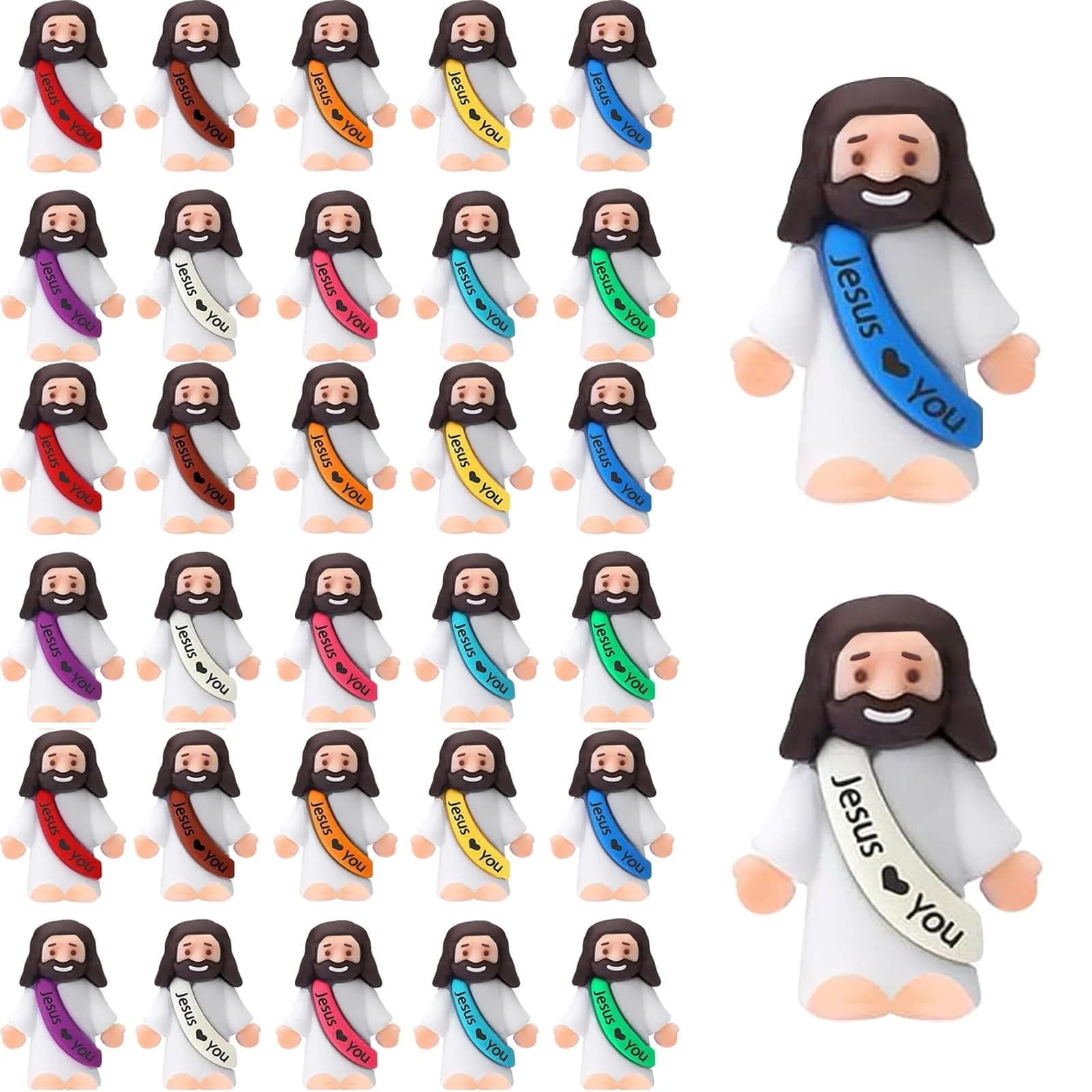 AKFAHOIF Little Jesus Figures 30-Pack Multicolor | Religious Gifts for Easter Egg Stuffers - main product image