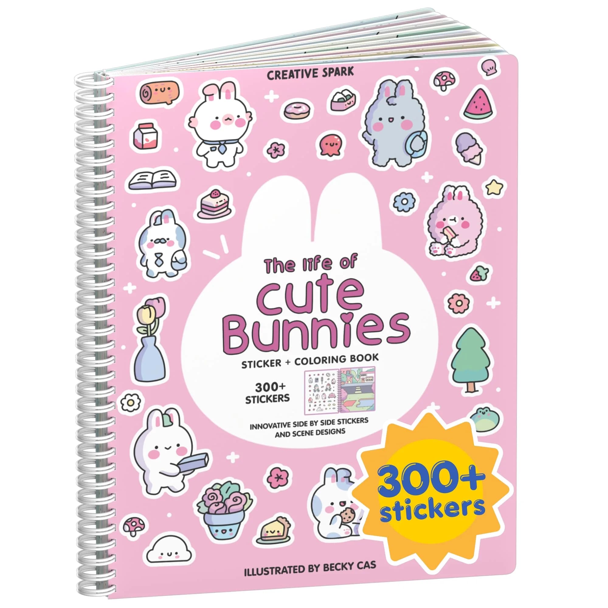 CUPKIN Life of Cute Bunnies Sticker Book with Coloring Pages, 300+ Stickers for Toddlers Ages 2-8 - main product image