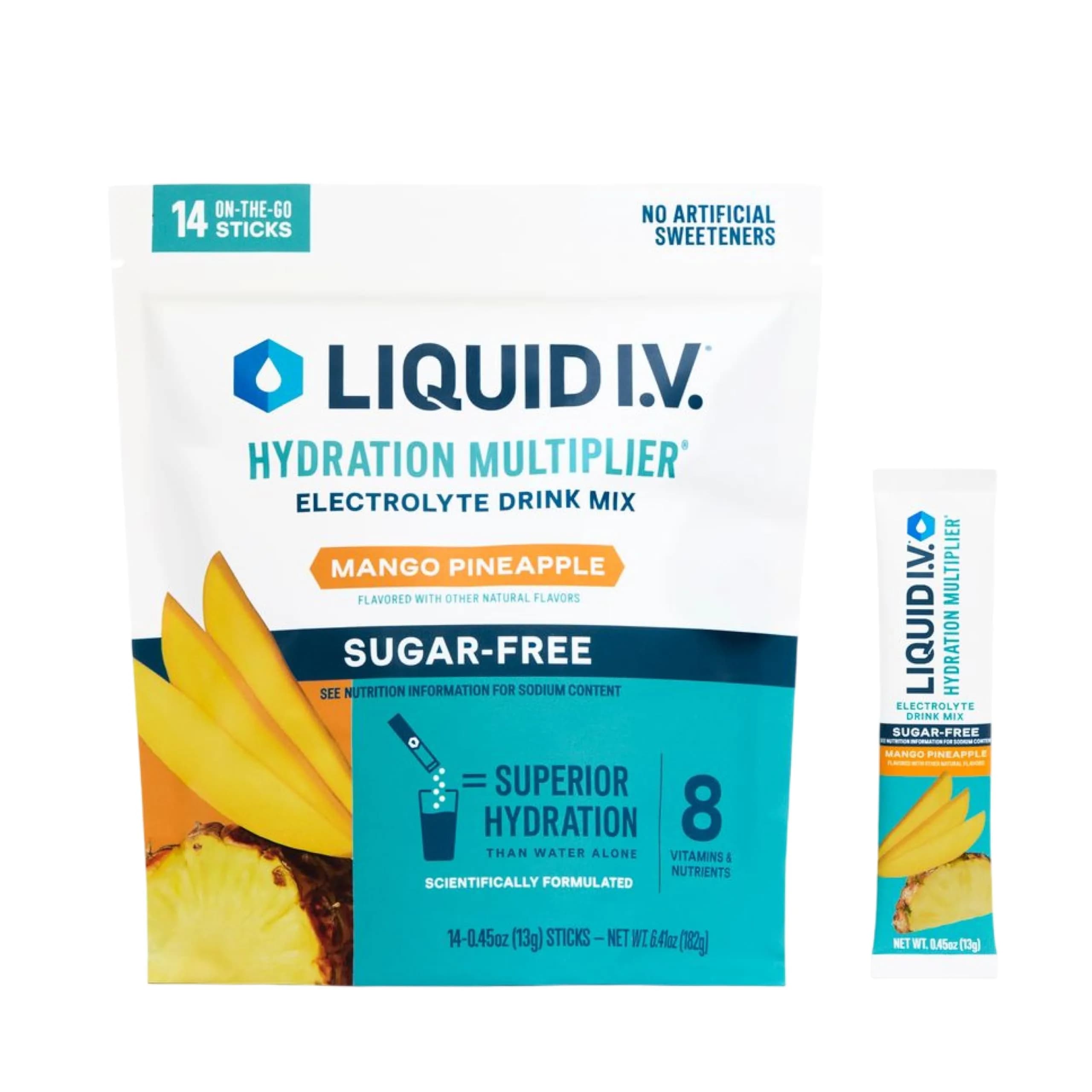 Liquid I.V. Hydration Multiplier Sugar-Free Mango Pineapple 14 Servings | Electrolyte Powder Drink Mix - main product image