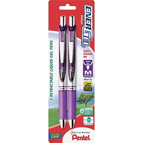 Pentel EnerGel Deluxe RTX Retractable Liquid Gel Pen, 0.7mm, Violet Ink, 6 Pack | Smooth Writing Instrument - main product image