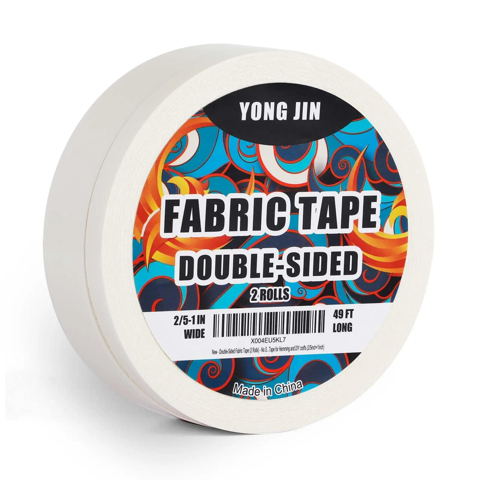 YONGJIN Double-Sided Fabric Tape (2 Rolls, Beige) | No-Sew Hemming & Crafting Adhesive - main product image