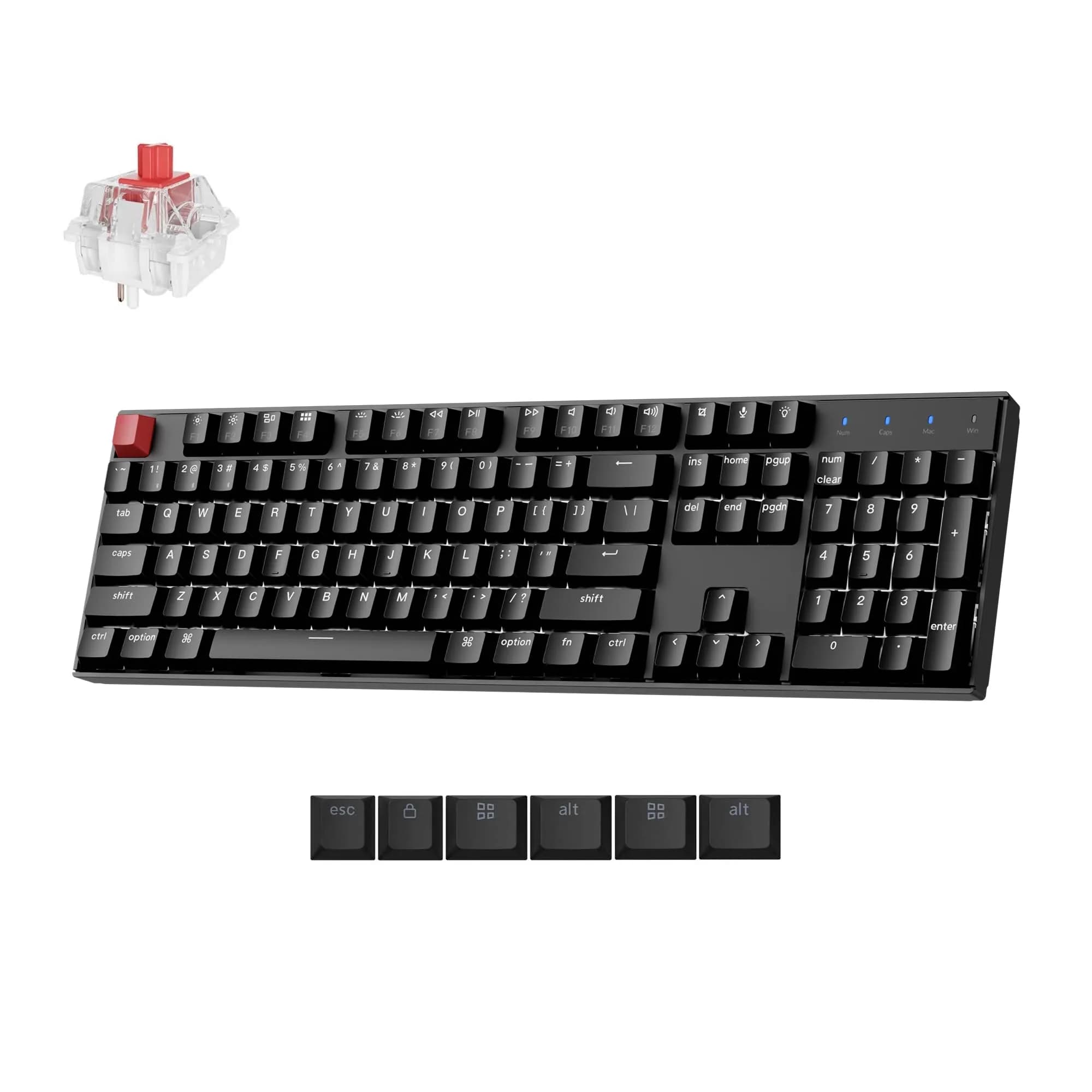 Keychron K10 Version 2 Full Size Mechanical Keyboard - 104 Keys - Red Switch - White LED Backlight - Bluetooth Wireless & USB-C Wired - Aluminum - main product image