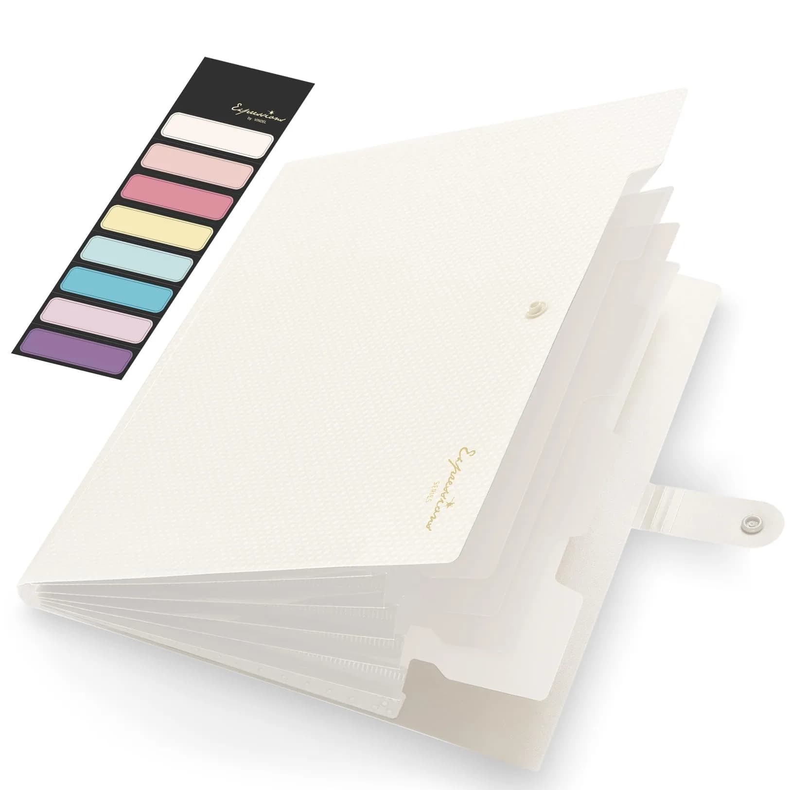 Sooez Accordion File Organizer Off White Letter Size | Durable Document Folder with Labels - main product image