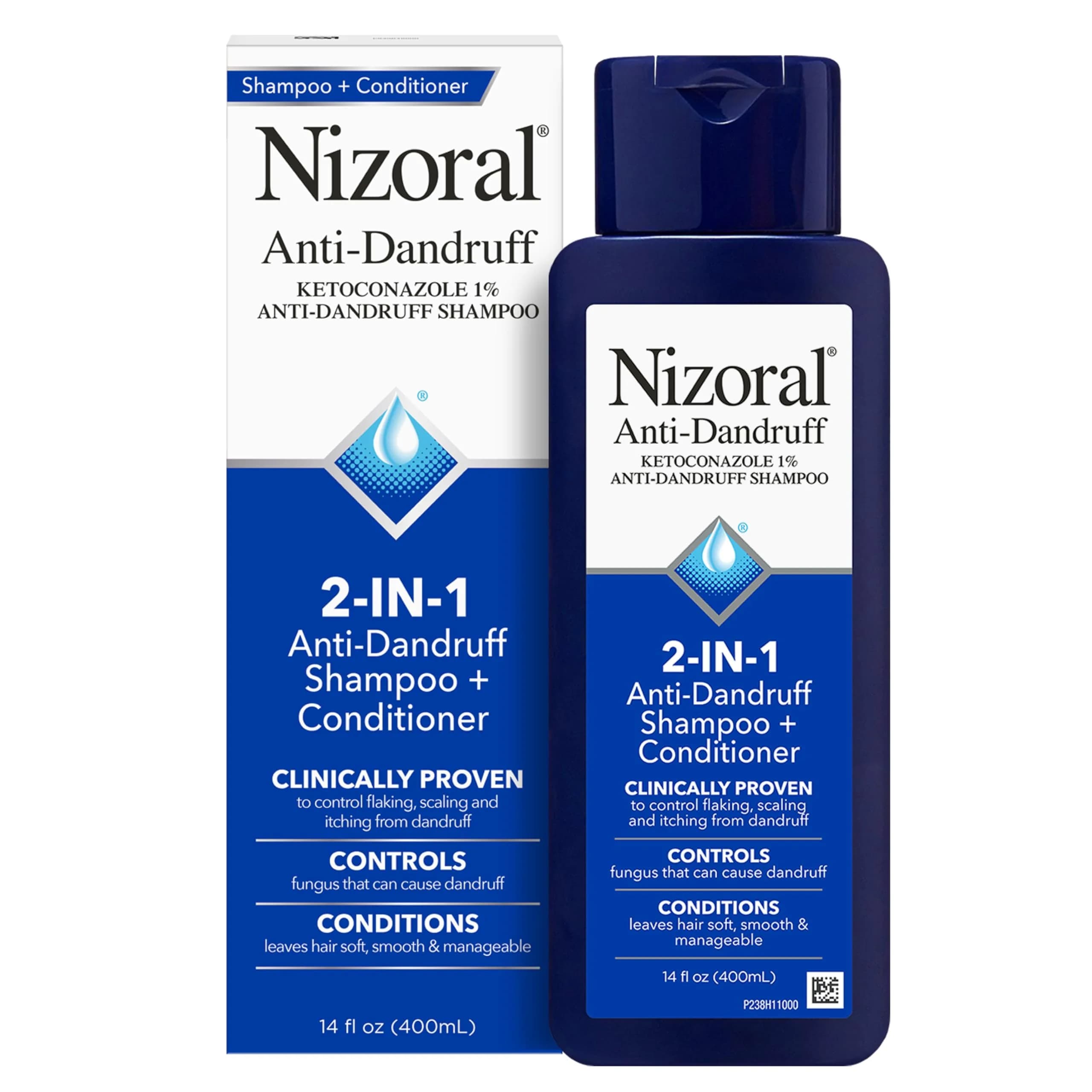 Nizoral 2-in-1 Anti-Dandruff Shampoo and Conditioner with Ketoconazole 1%, 414 ml (14 Fl Oz) | Targets Fungus at the Root - main product image